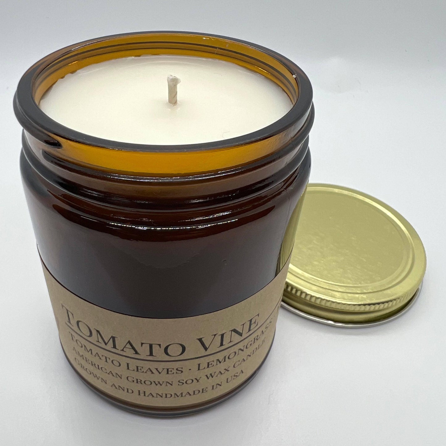 Tomato Vine Soy Wax Candle | 9 oz Amber Apothecary Jar-0