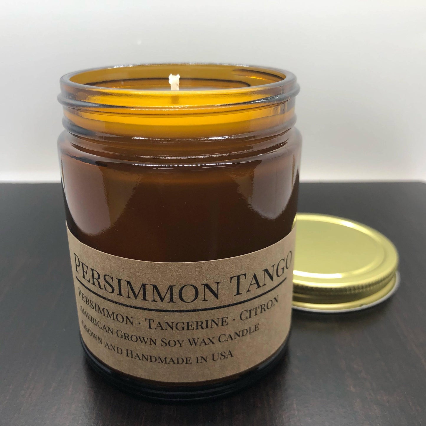 Persimmon Tango Soy Wax Candle | 9 oz Amber Apothecary Jar-2