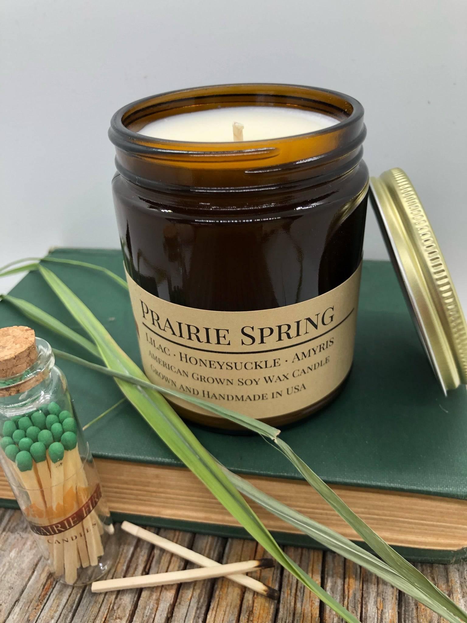 Prairie Spring Soy Wax Candle | 9 oz Amber Apothecary Jar-0