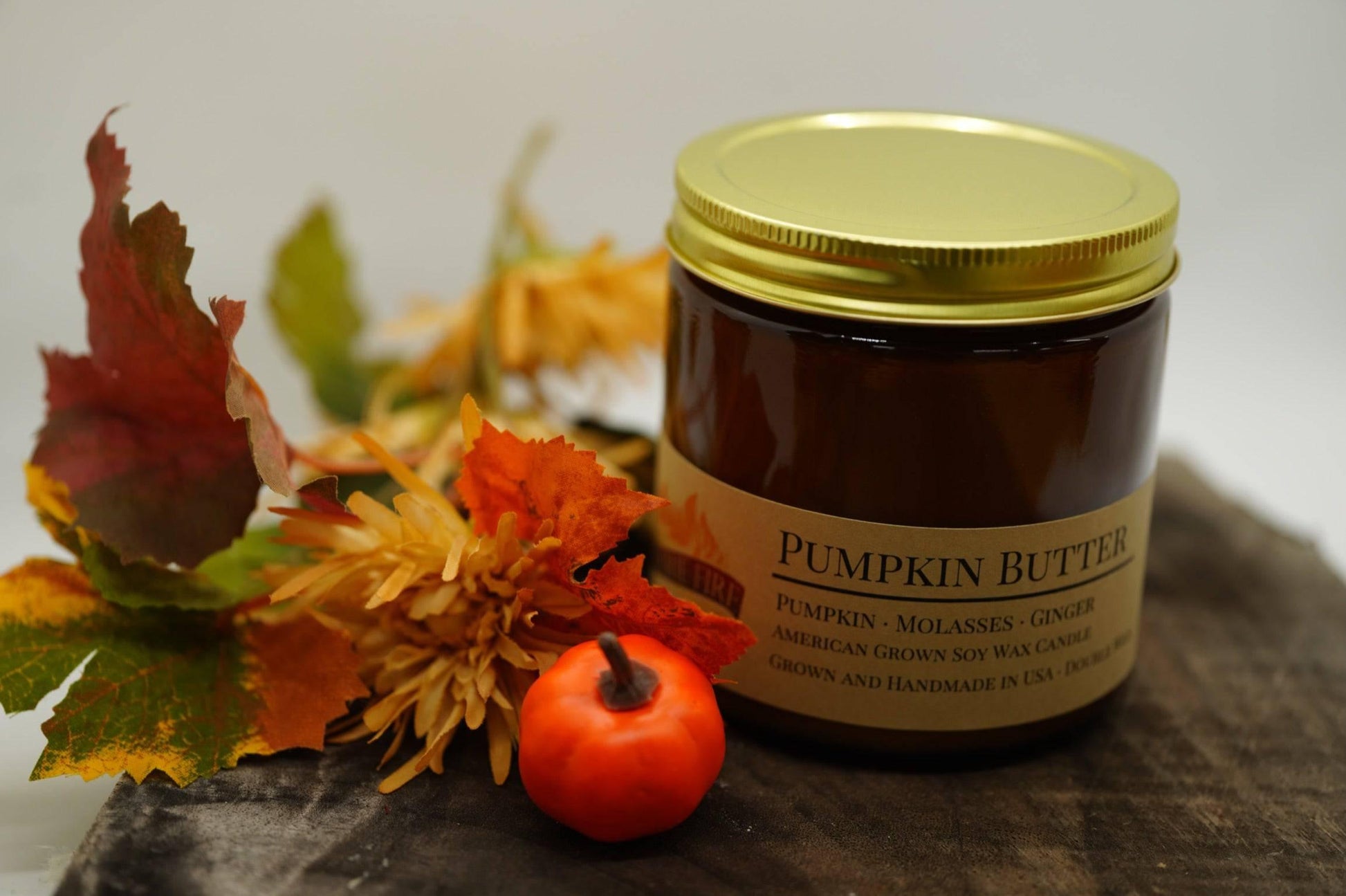 Pumpkin Butter Soy Wax Candle | 16 oz Double Wick Amber Apothecary Jar-3