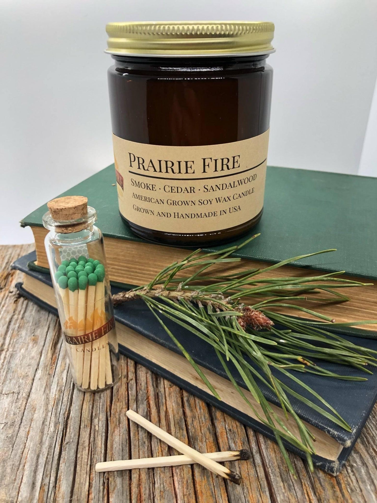 Prairie Fire Soy Wax Candle | 9 oz Amber Apothecary Jar-1