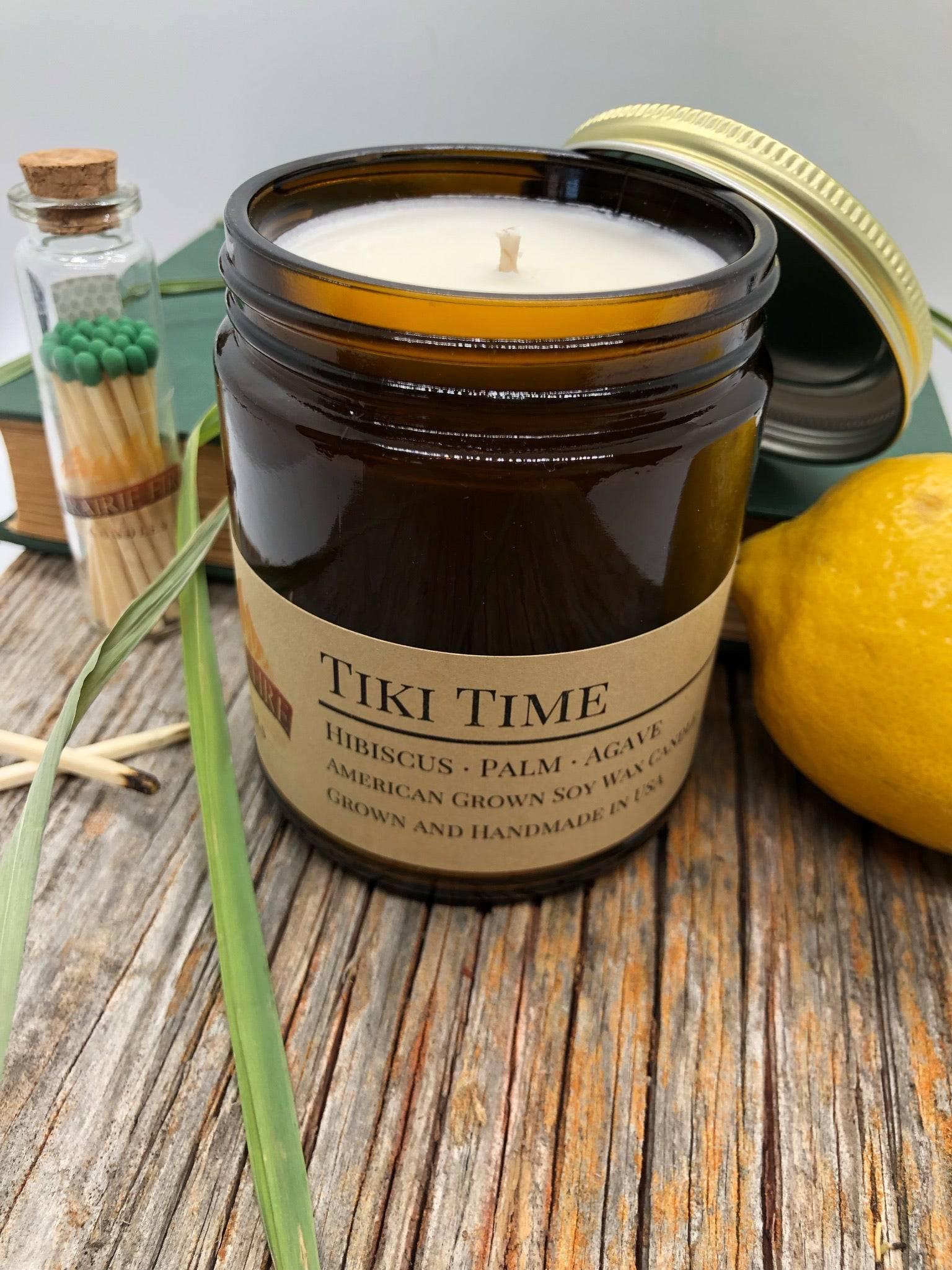 Tiki Time Soy Wax Candle | 9 oz Amber Apothecary Jar-0