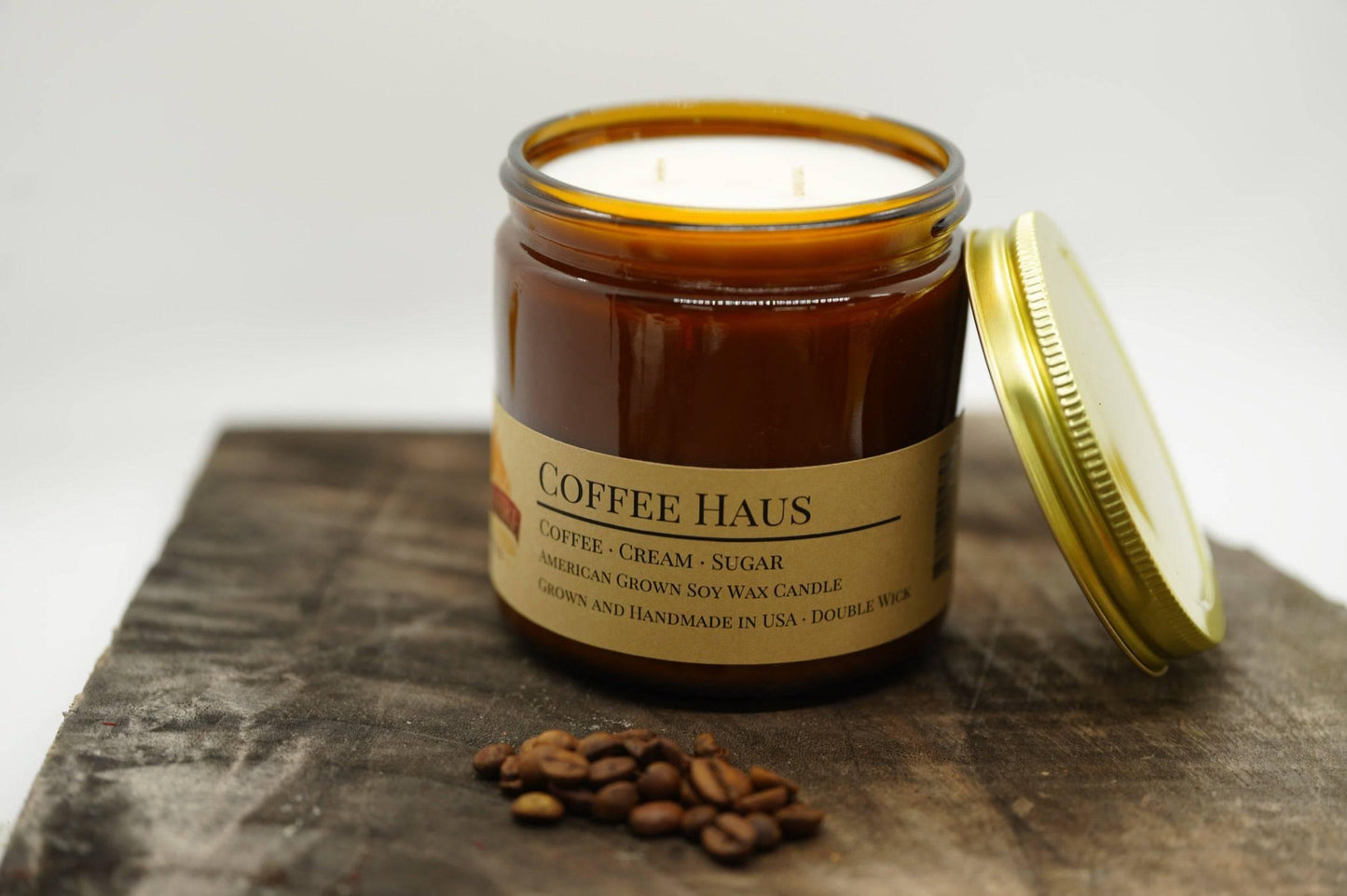 Coffee Haus Soy Wax Candle | 16 oz Double Wick Amber Apothecary Jar-0