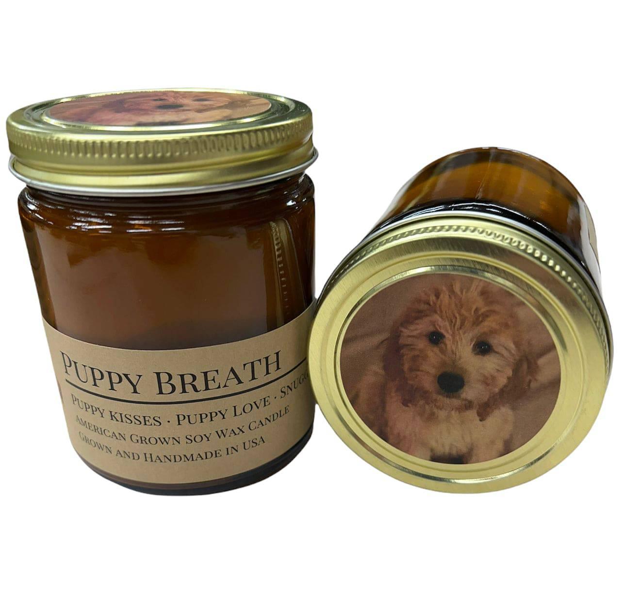 Puppy Breath Soy Wax Candle | 9 oz Amber Apothecary Jar-7