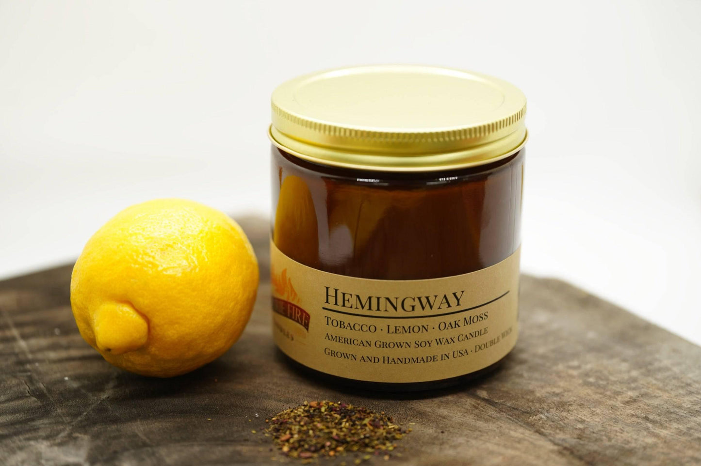 Hemingway Soy Wax Candle | 16 oz Double Wick Amber Apothecary Jar-3