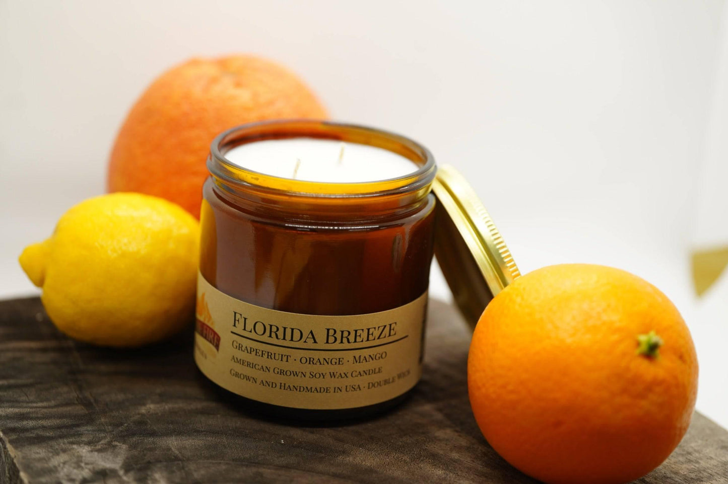 Florida Breeze Soy Wax Candle | 16 oz Double Wick Amber Apothecary Jar-0