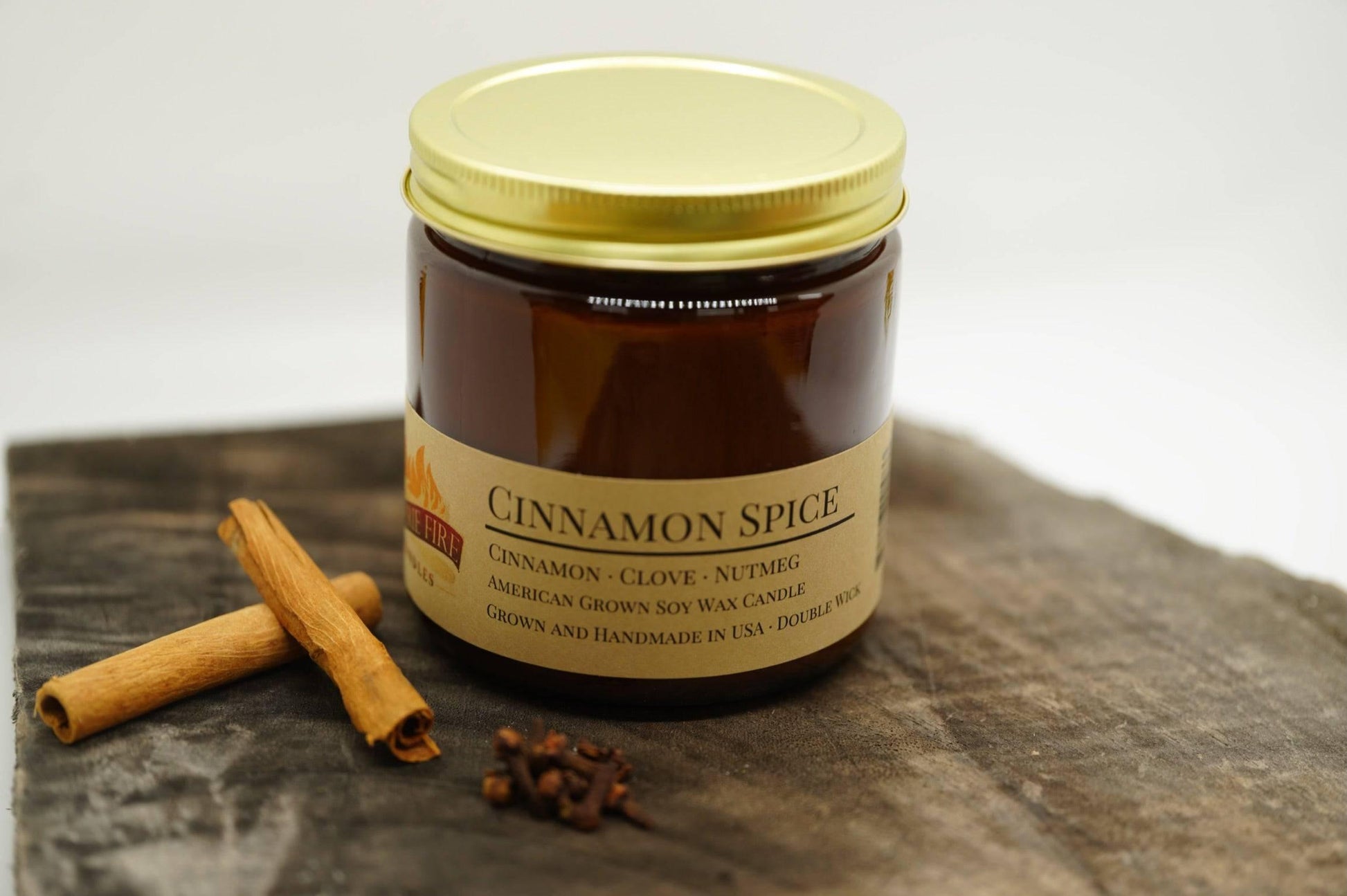 Cinnamon Spice Soy Wax Candle | 16 oz Double Wick Amber Apothecary Jar-3