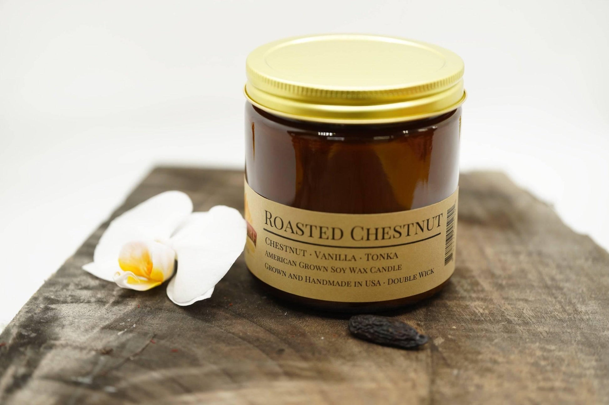 Roasted Chestnut Soy Wax Candle | 16 oz Double Wick Amber Apothecary Jar-2