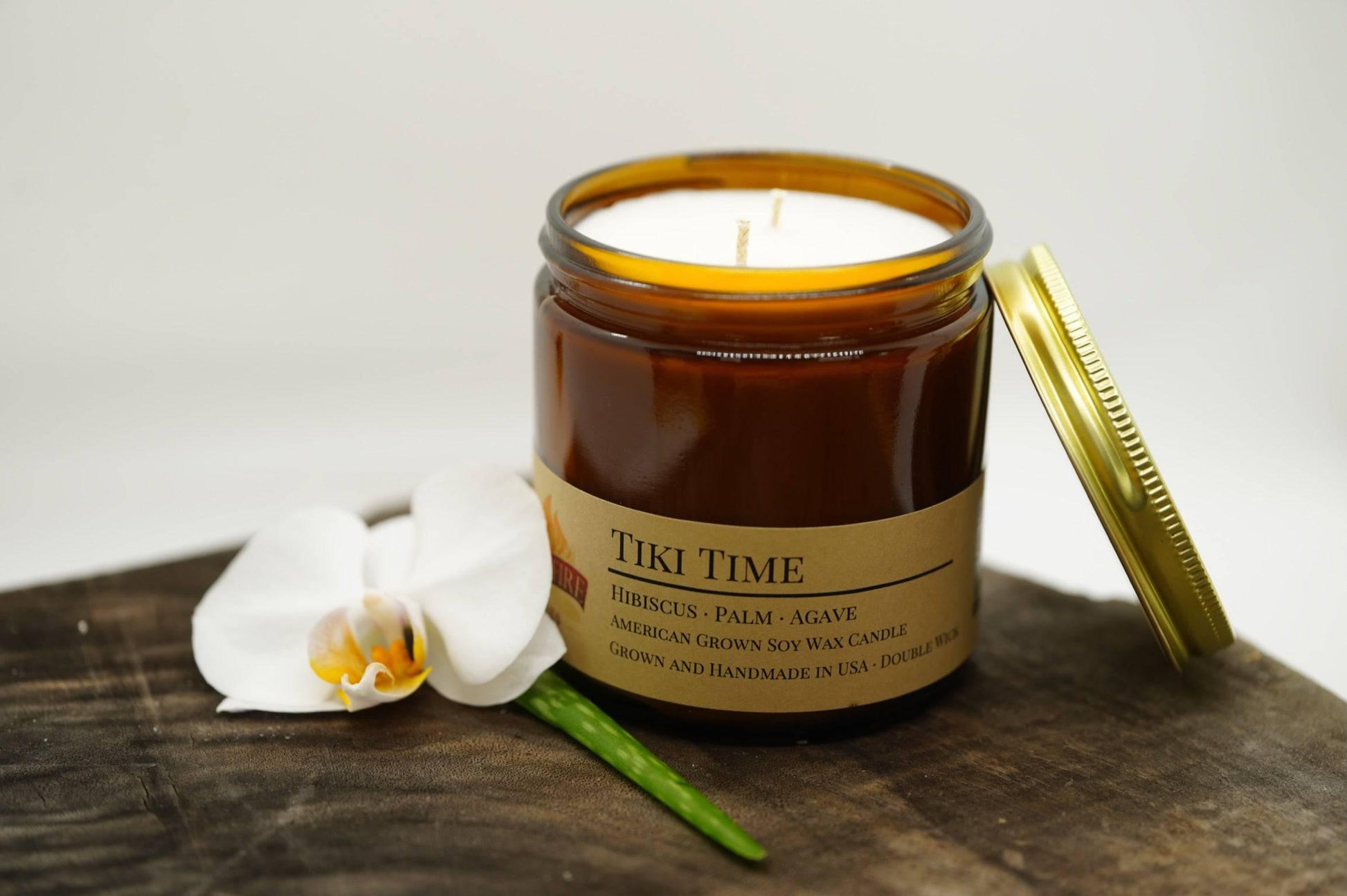 Tiki Time Soy Wax Candle | 16 oz Double Wick Amber Apothecary Jar-2