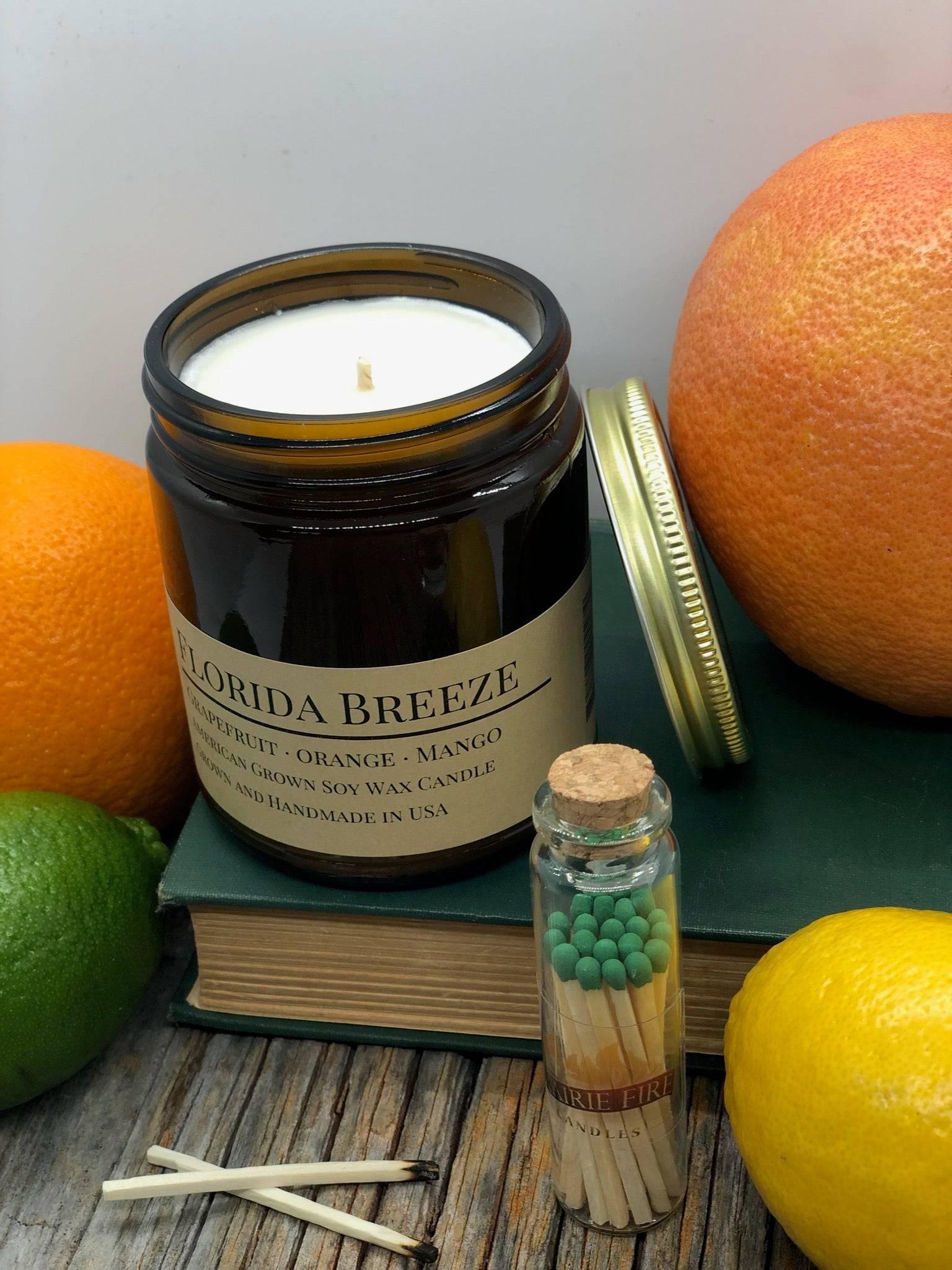 Florida Breeze Soy Wax Candle | 9 oz Amber Apothecary Jar-0