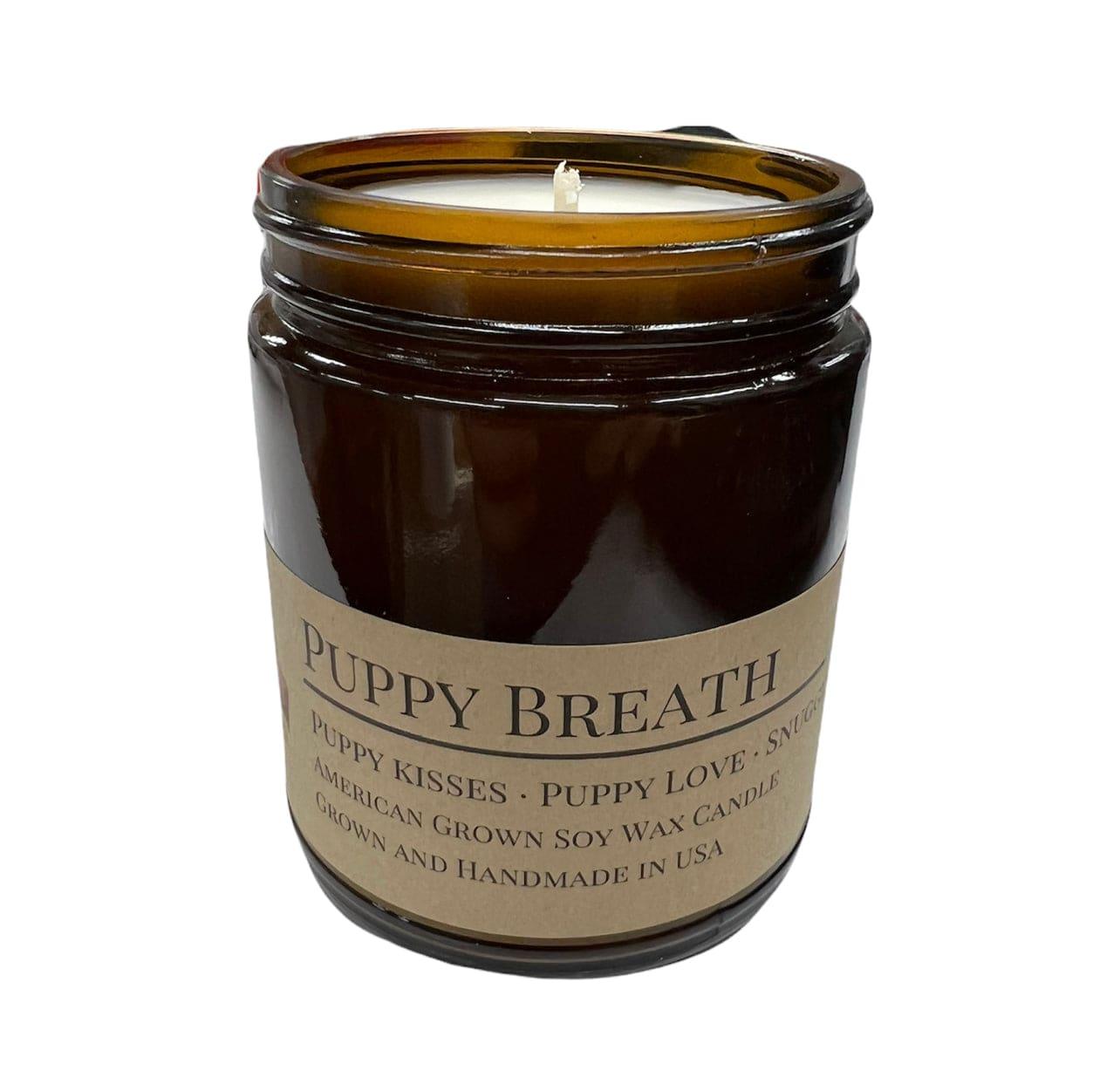 Puppy Breath Soy Wax Candle | 9 oz Amber Apothecary Jar-3