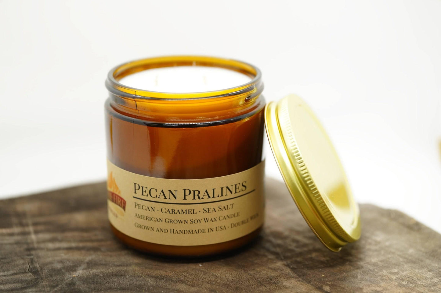 Pecan Pralines Soy Wax Candle | 16 oz Double Wick Amber Apothecary Jar-2