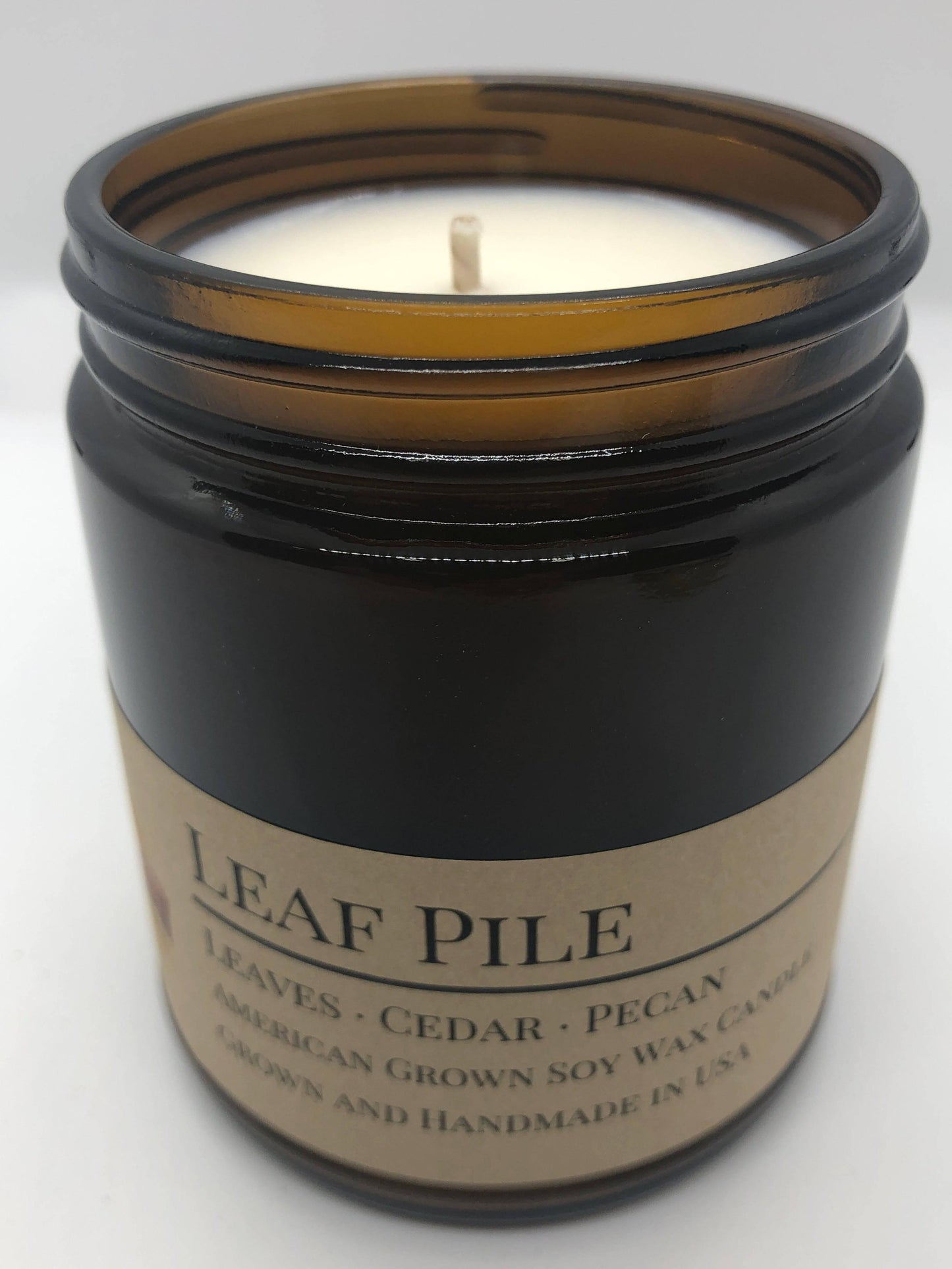 Leaf Pile Soy Wax Candle | 9 oz Amber Apothecary Jar-3