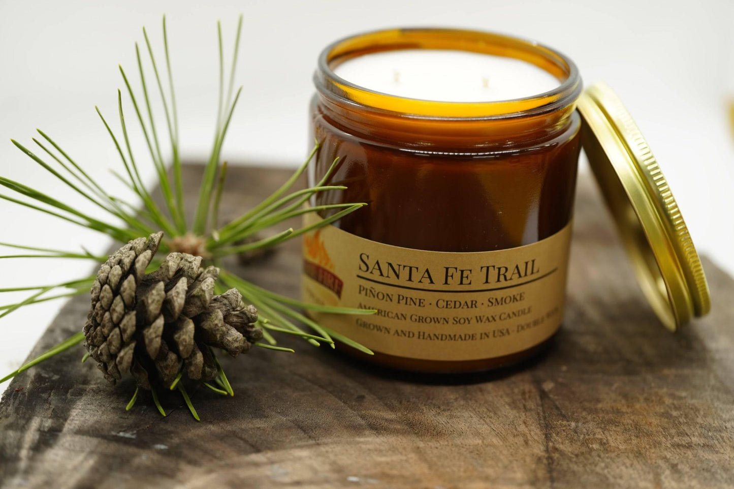 Santa Fe Trail Soy Wax Candle | 16 oz Double Wick Amber Apothecary Jar-3