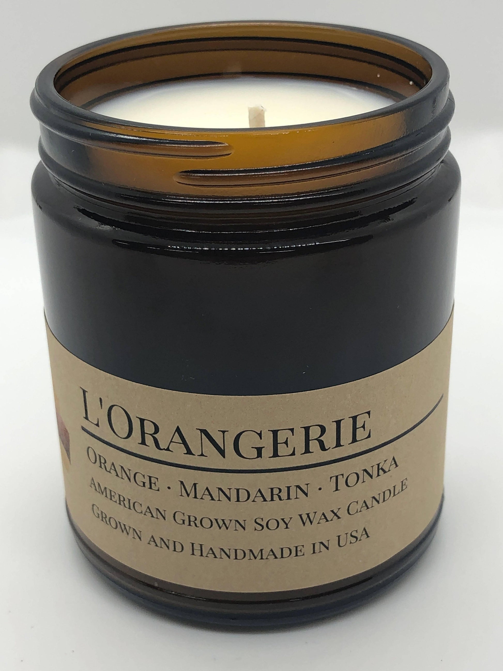 L'Orangerie Soy Wax Candle | 9 oz Amber Apothecary Jar-3