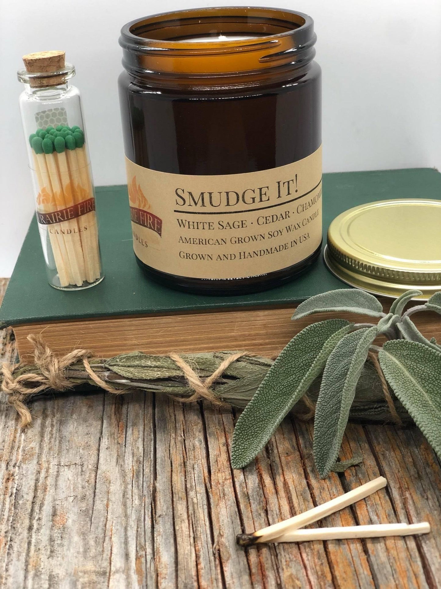 Smudge It! Soy Wax Candle | 9 oz Amber Apothecary Jar-0