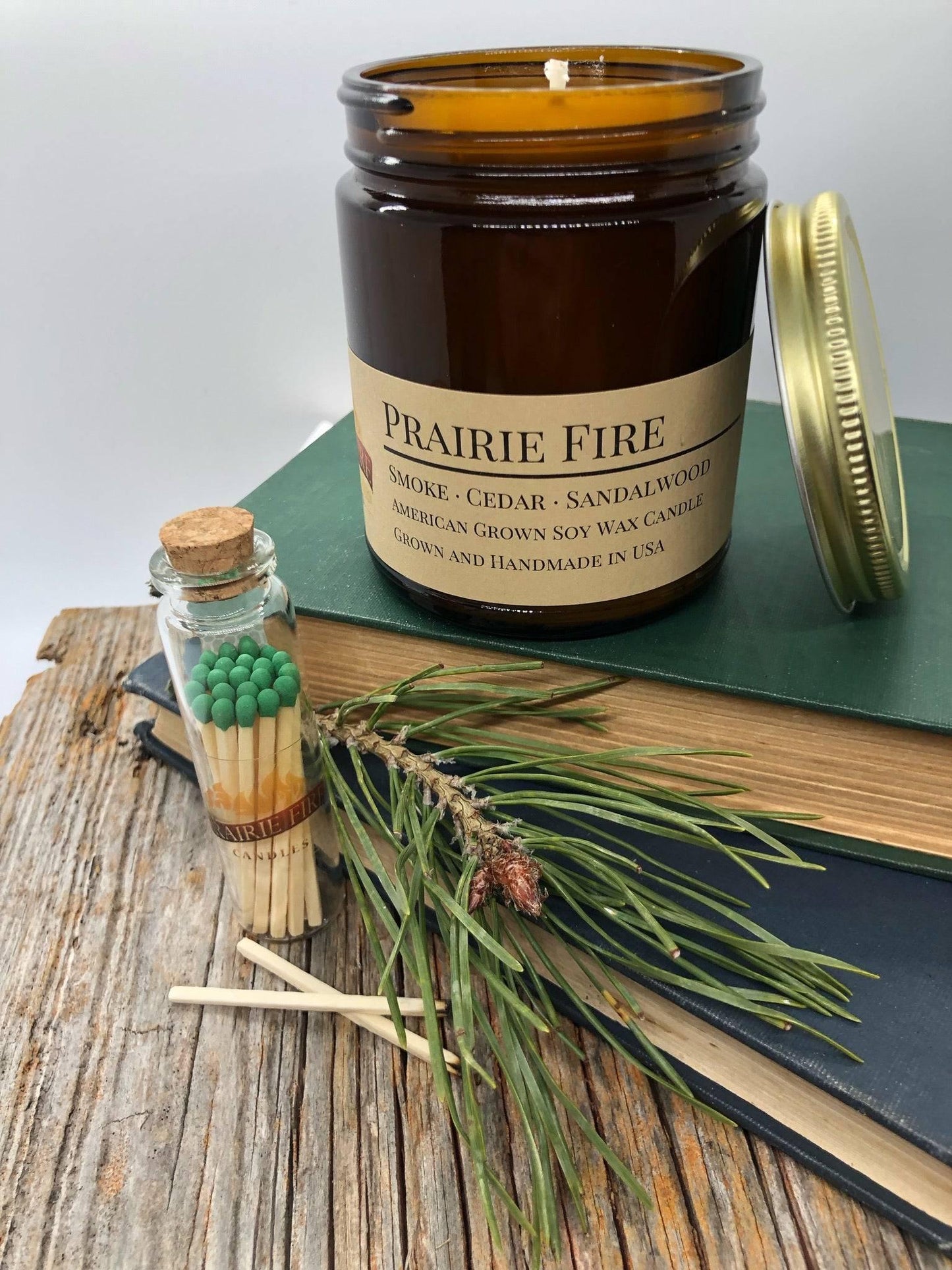 Prairie Fire Soy Wax Candle | 9 oz Amber Apothecary Jar-0