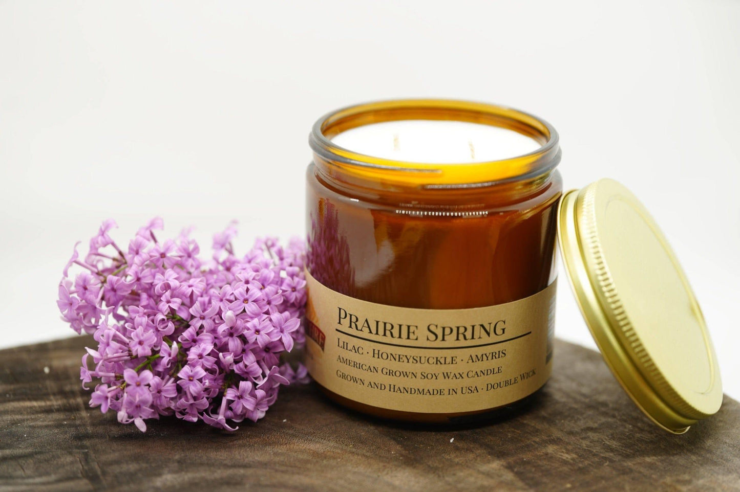 Prairie Spring Soy Wax Candle | 16 oz Double Wick Amber Apothecary Jar-2