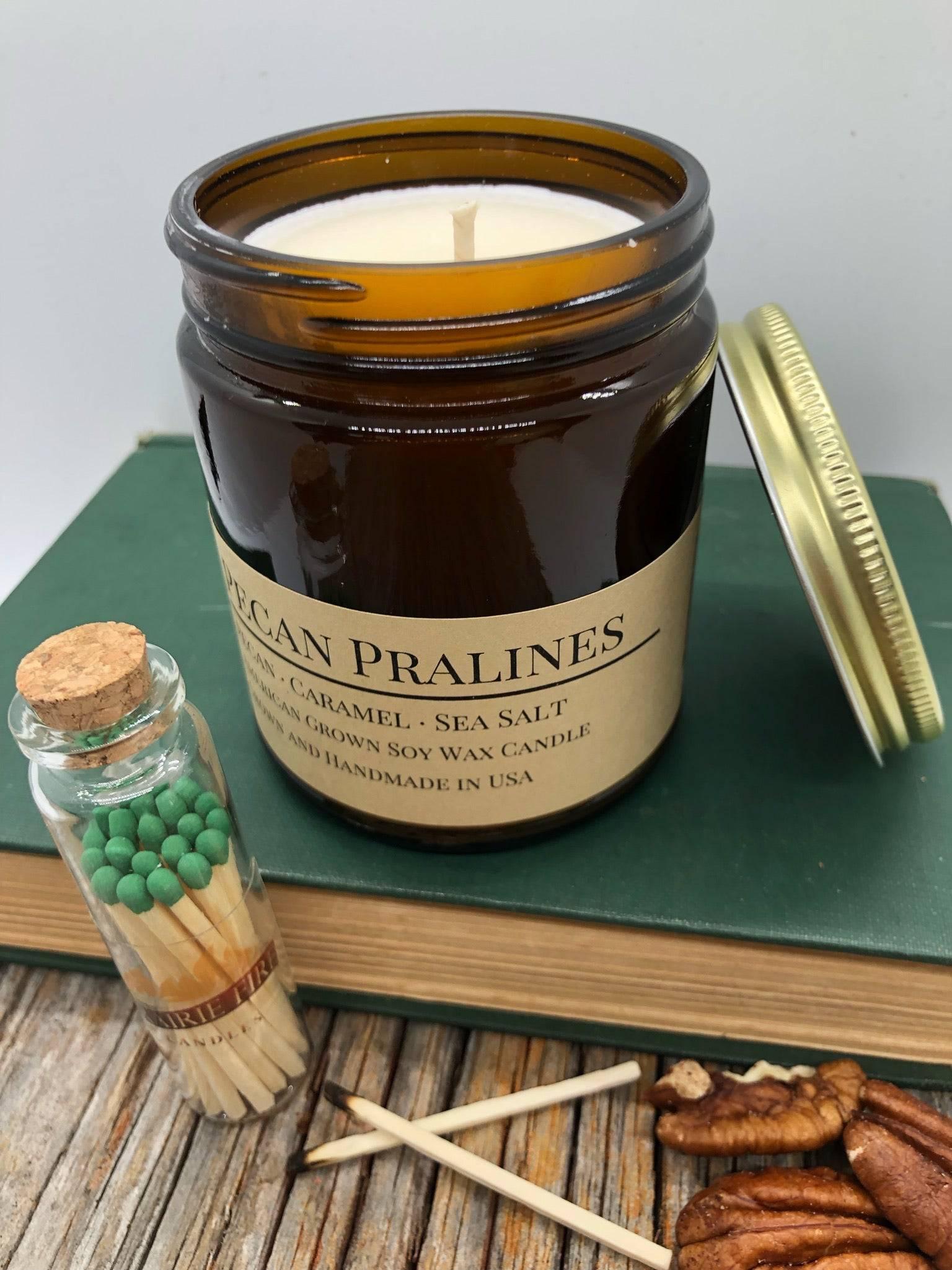 Pecan Pralines Soy Wax Candle | 9 oz Amber Apothecary Jar-0