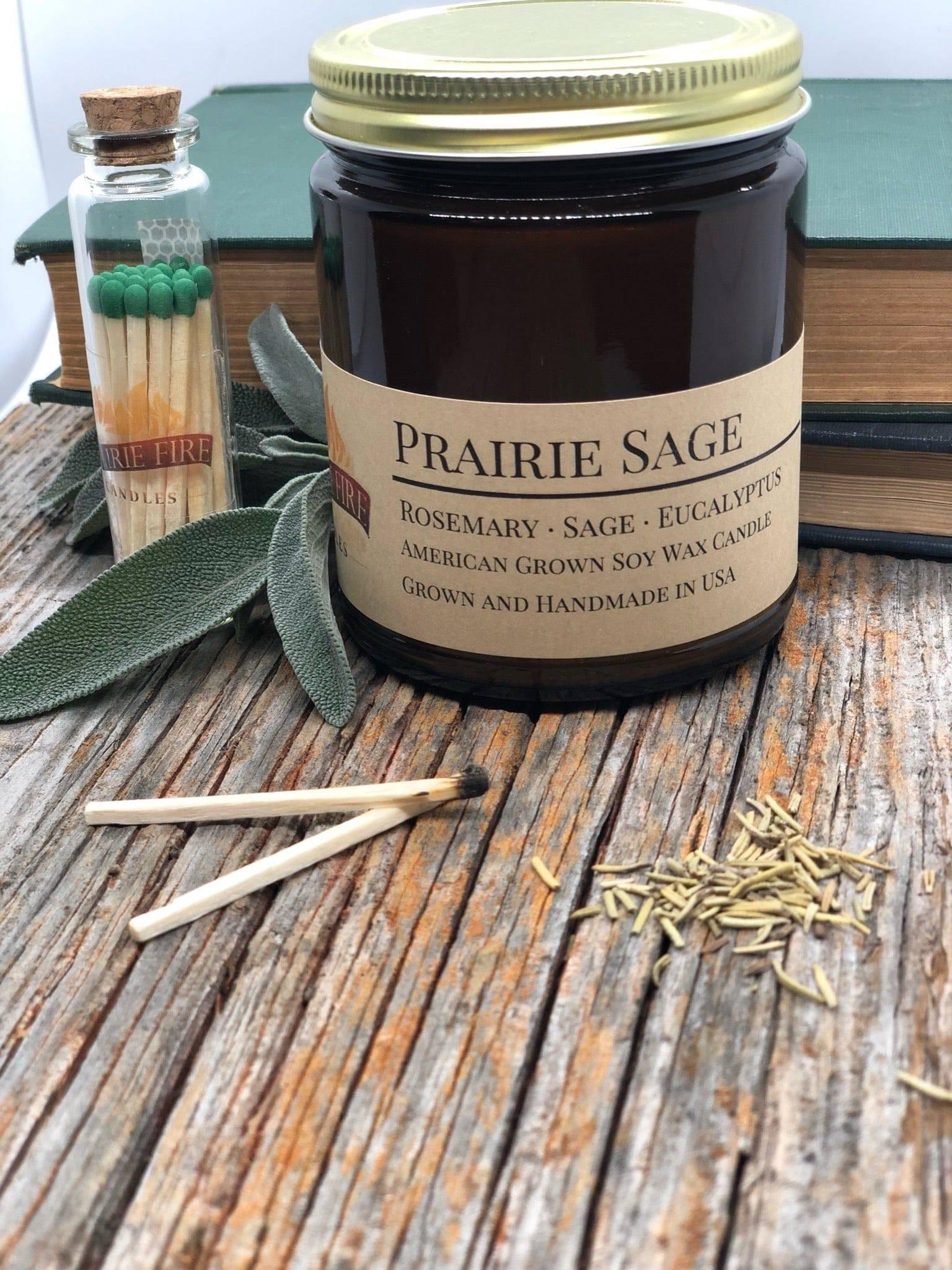 Prairie Sage Soy Wax Candle | 9 oz Amber Apothecary Jar-1