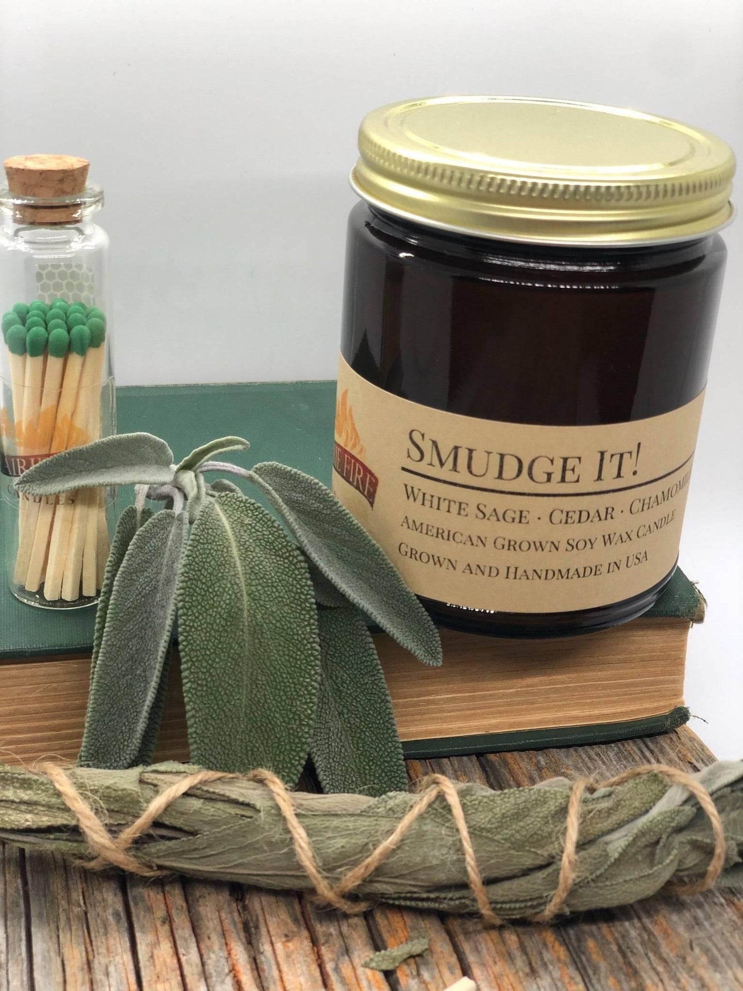 Smudge It! Soy Wax Candle | 9 oz Amber Apothecary Jar-1