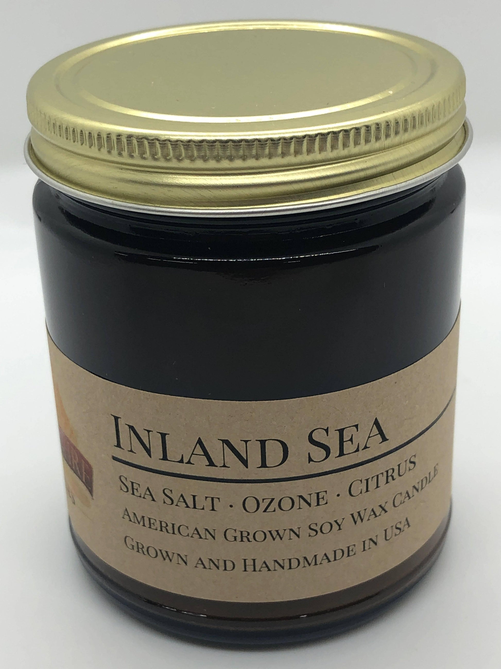 Inland Sea Soy Wax Candle | 9 oz Amber Apothecary Jar-4