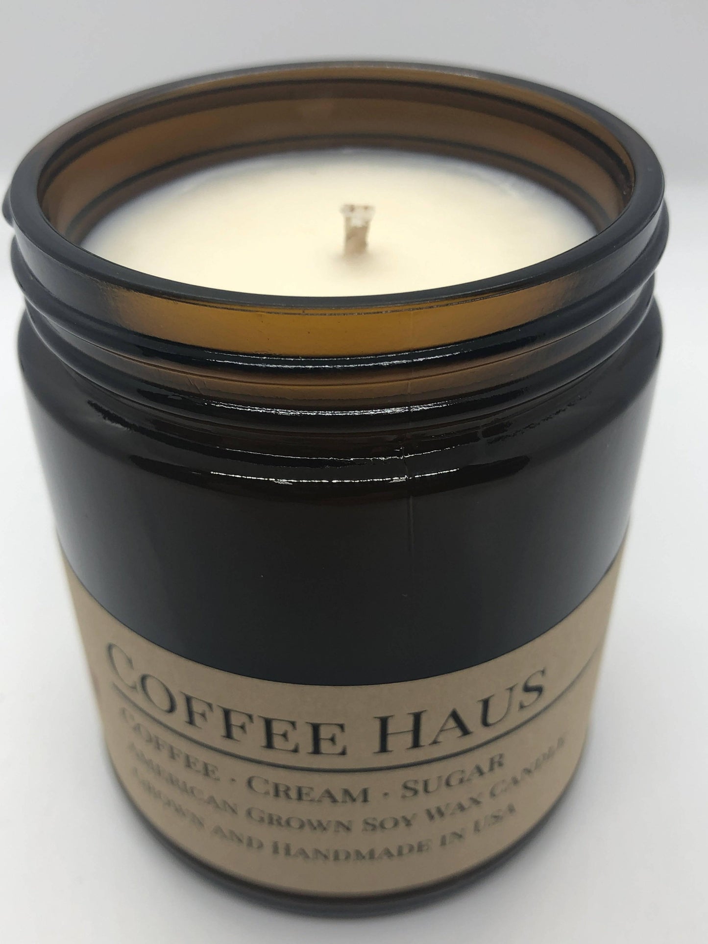 Coffee Haus Soy Wax Candle | 9 oz Amber Apothecary Jar-4