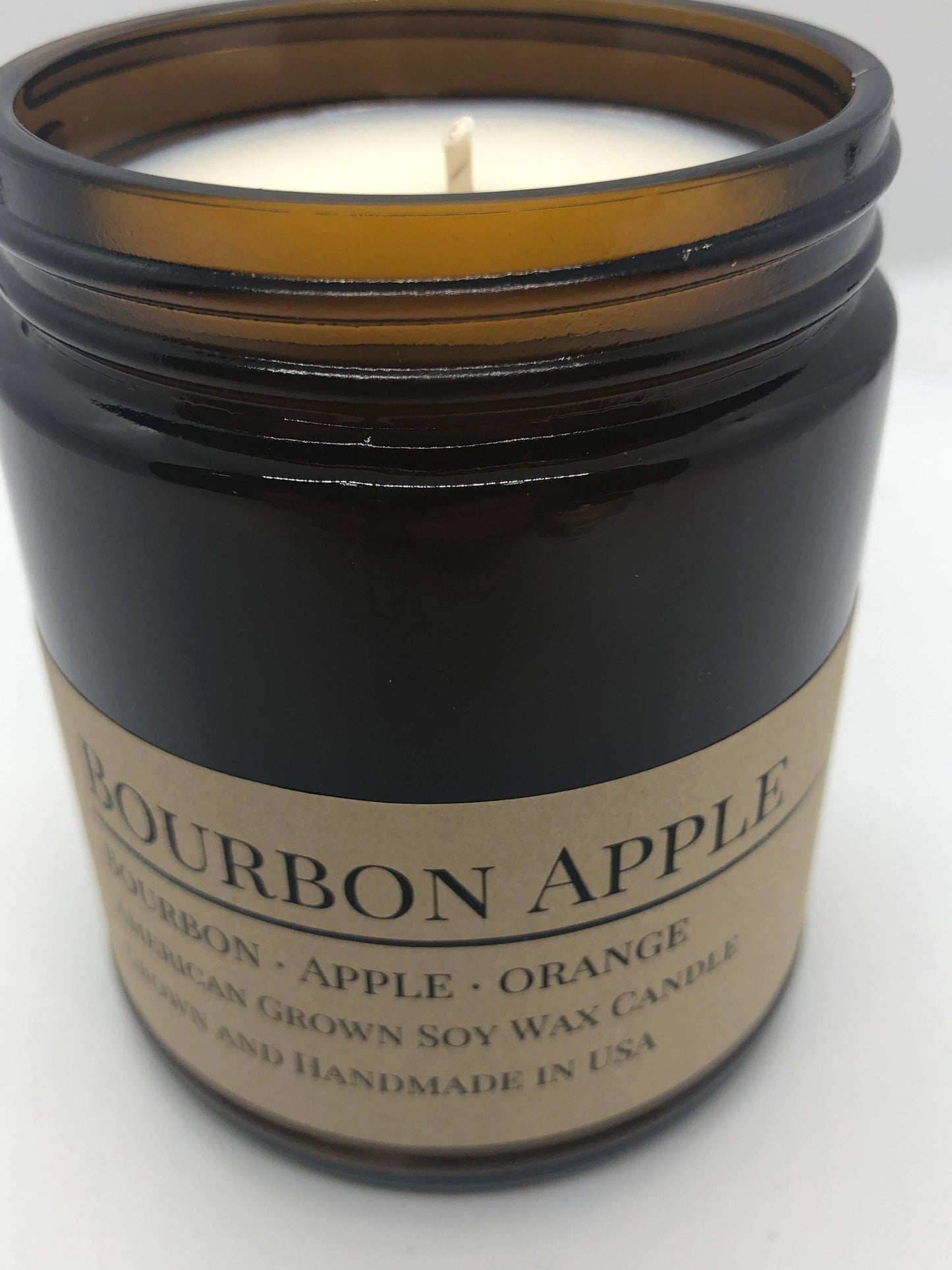 Bourbon Apple Soy Wax Candle | 9 oz Amber Apothecary Jar-3