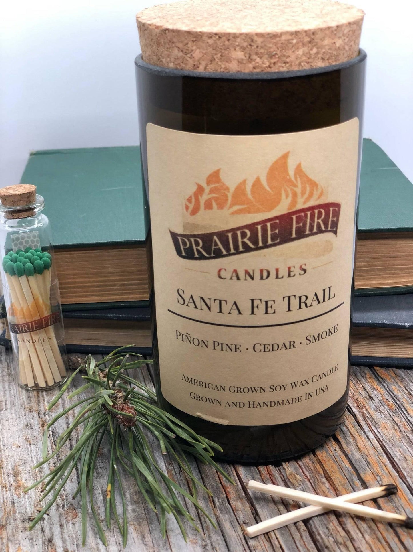 Santa Fe Trail Soy Wax Candle | Repurposed Wine Bottle Candle Natural Cork | Handmade in USA Candle | Eco-Friendly Candle | Non-Toxic Soy Candle-2