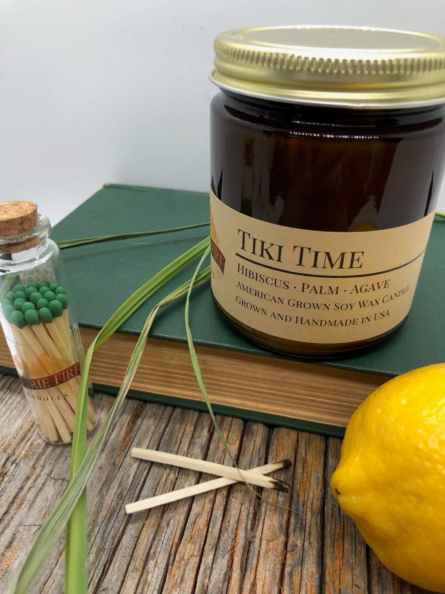 Tiki Time Soy Wax Candle | 9 oz Amber Apothecary Jar-1