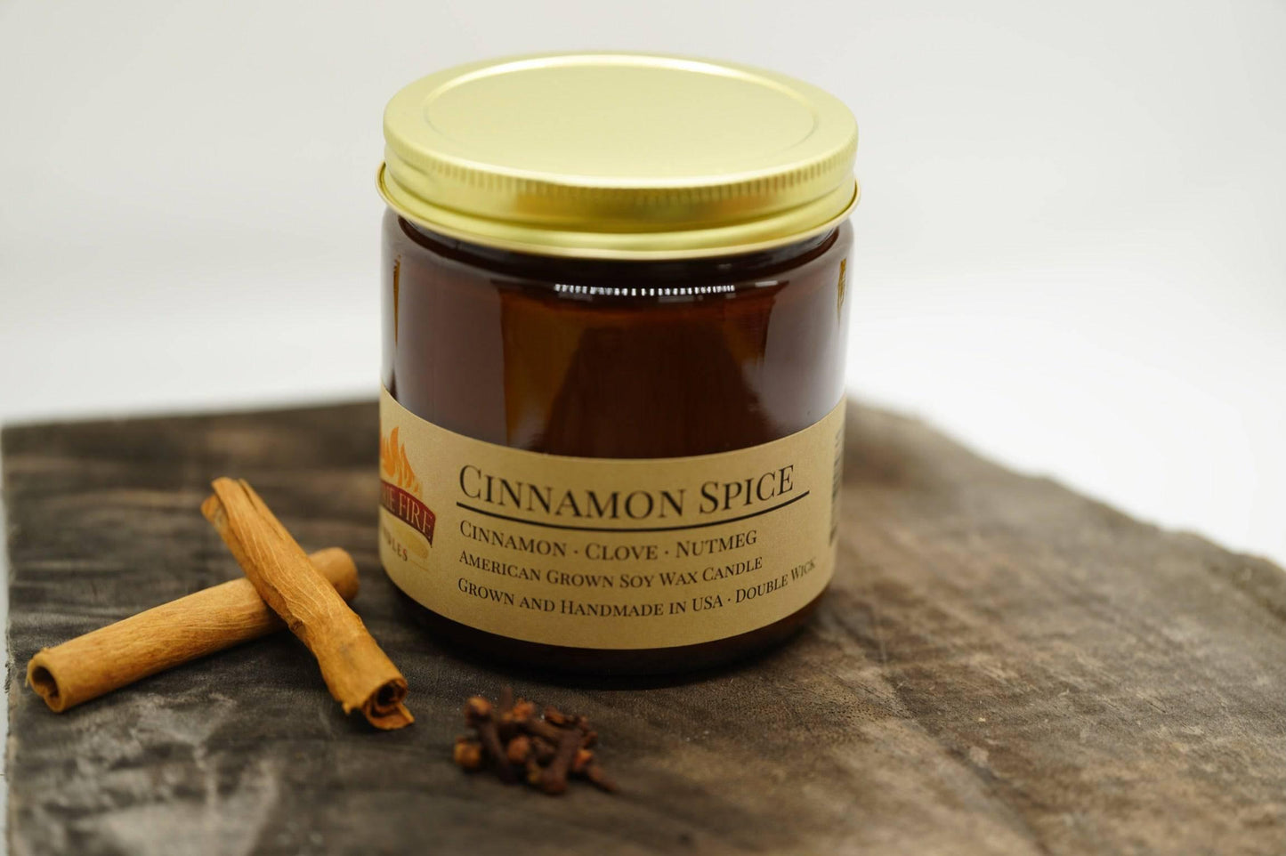 Cinnamon Spice Soy Wax Candle | 16 oz Double Wick Amber Apothecary Jar-1