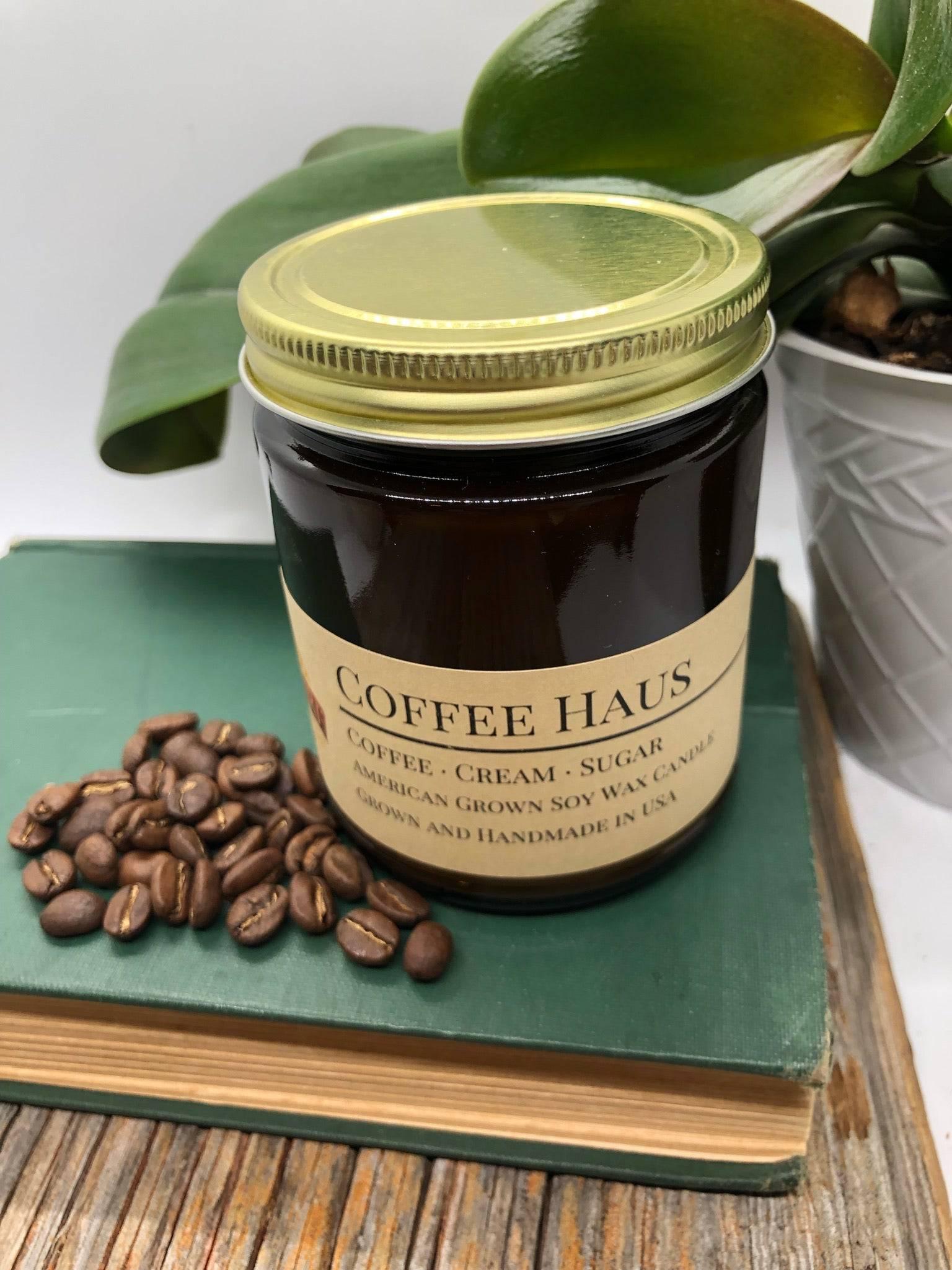 Coffee Haus Soy Wax Candle | 9 oz Amber Apothecary Jar-1