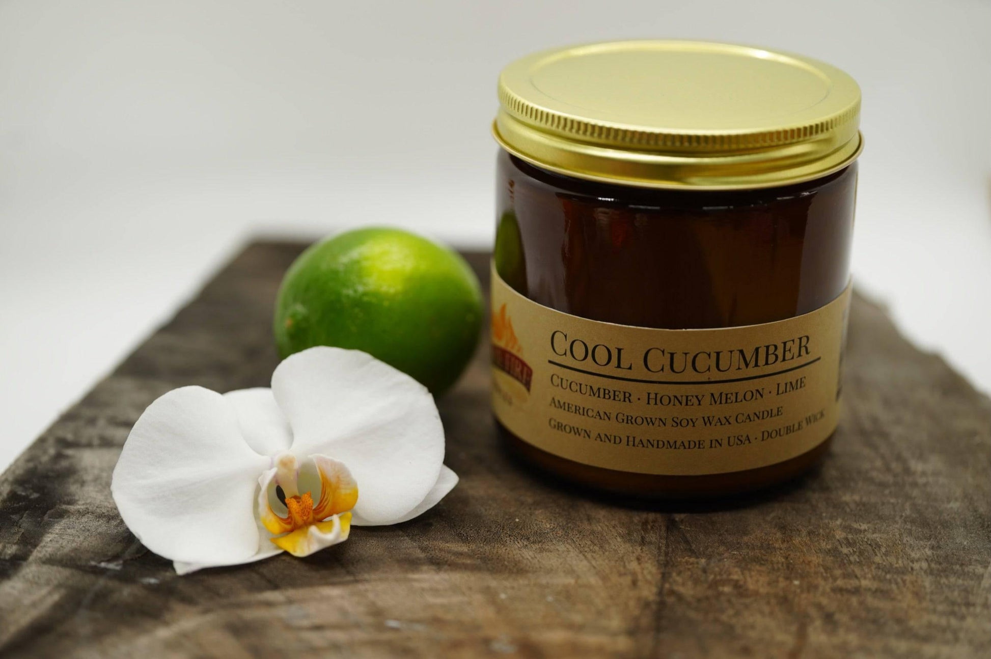 Cool Cucumber Soy Wax Candle | 16 oz Double Wick Amber Apothecary Jar-1