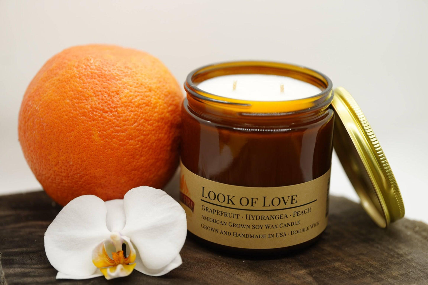 Look of Love Soy Wax Candle | 16 oz Double Wick Amber Apothecary Jar-0