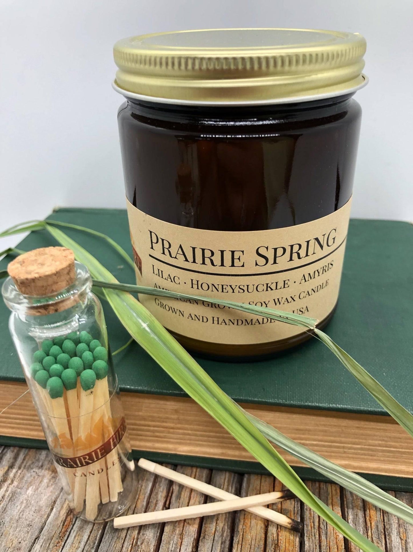 Prairie Spring Soy Wax Candle | 9 oz Amber Apothecary Jar-1