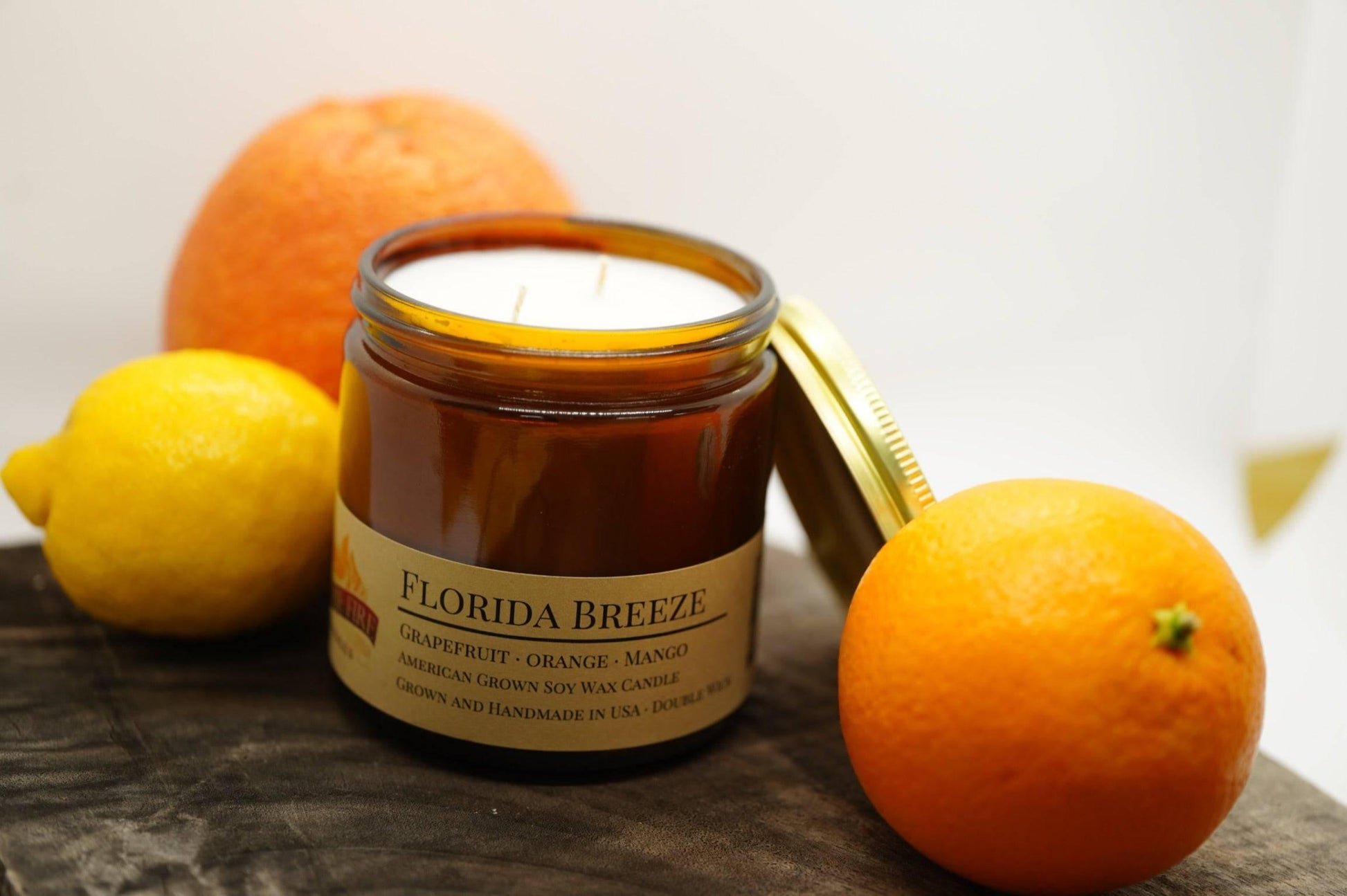 Florida Breeze Soy Wax Candle | 16 oz Double Wick Amber Apothecary Jar-1