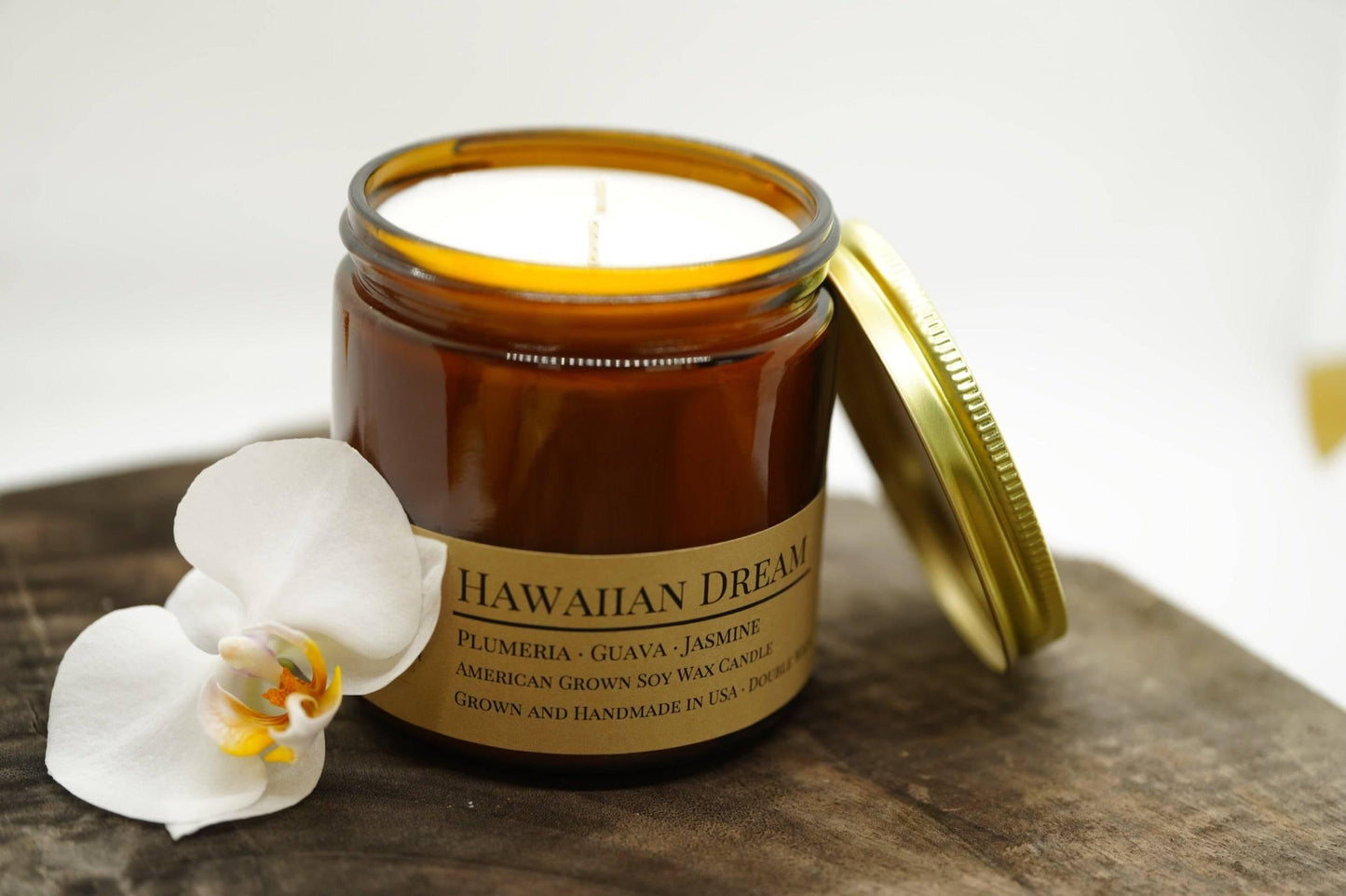 Hawaiian Dream Soy Wax Candle | 16 oz Double Wick Amber Apothecary Jar-2