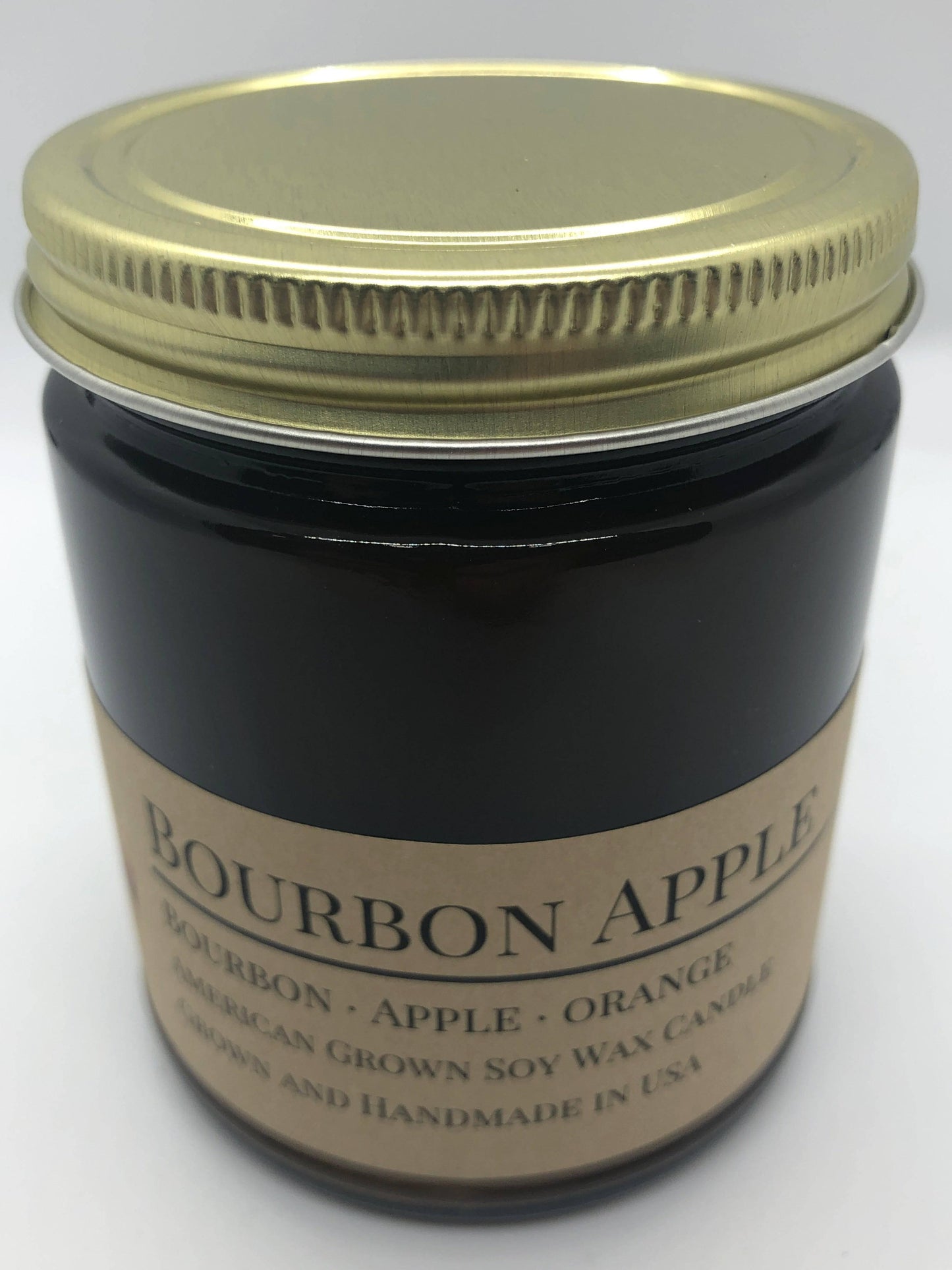 Bourbon Apple Soy Wax Candle | 9 oz Amber Apothecary Jar-4