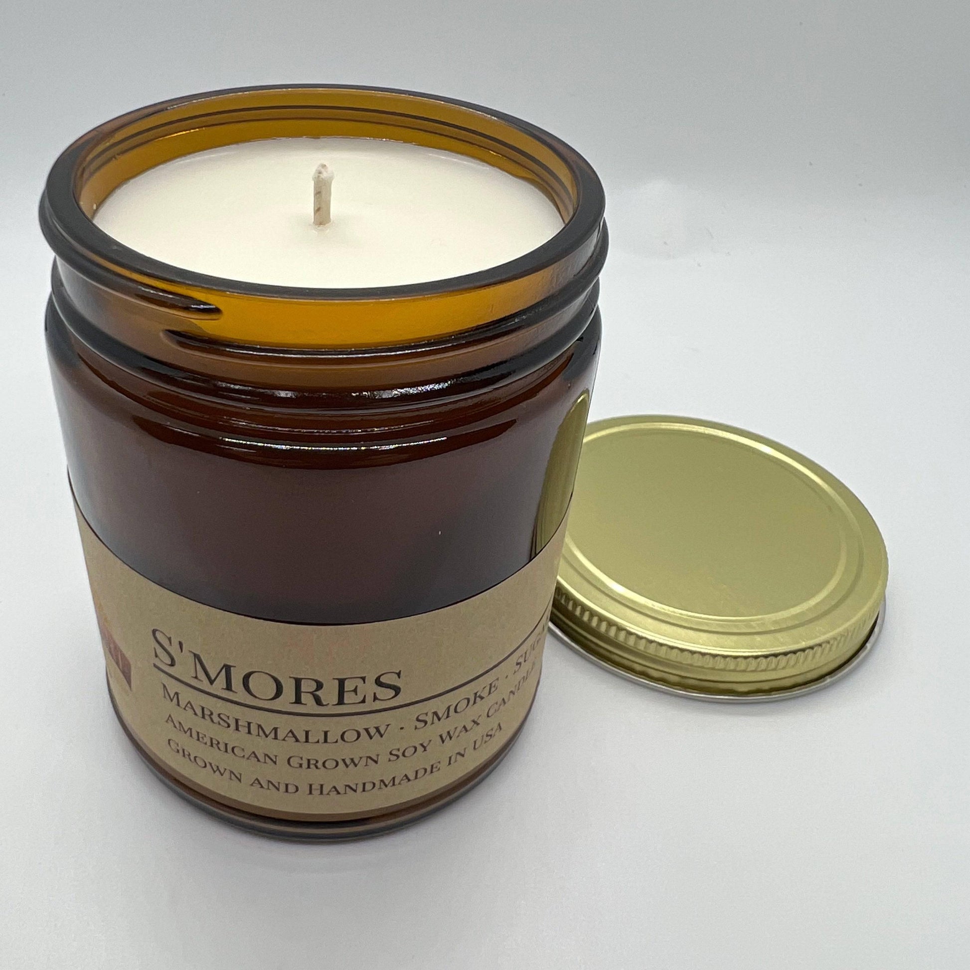 S'mores Soy Wax Candle | 9 oz Amber Apothecary Jar-0