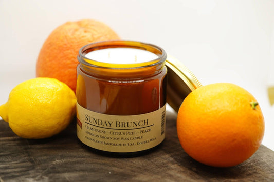 Sunday Brunch Soy Wax Candle | 16 oz Double Wick Amber Apothecary Jar-0