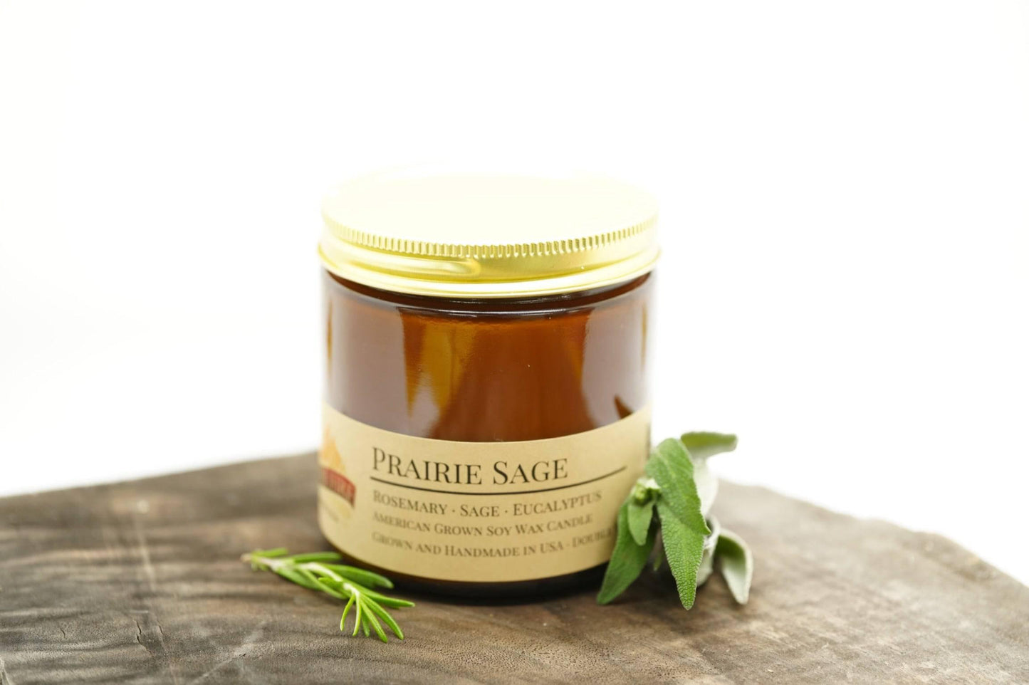 Prairie Sage Soy Wax Candle | 16 oz Double Wick Amber Apothecary Jar-2