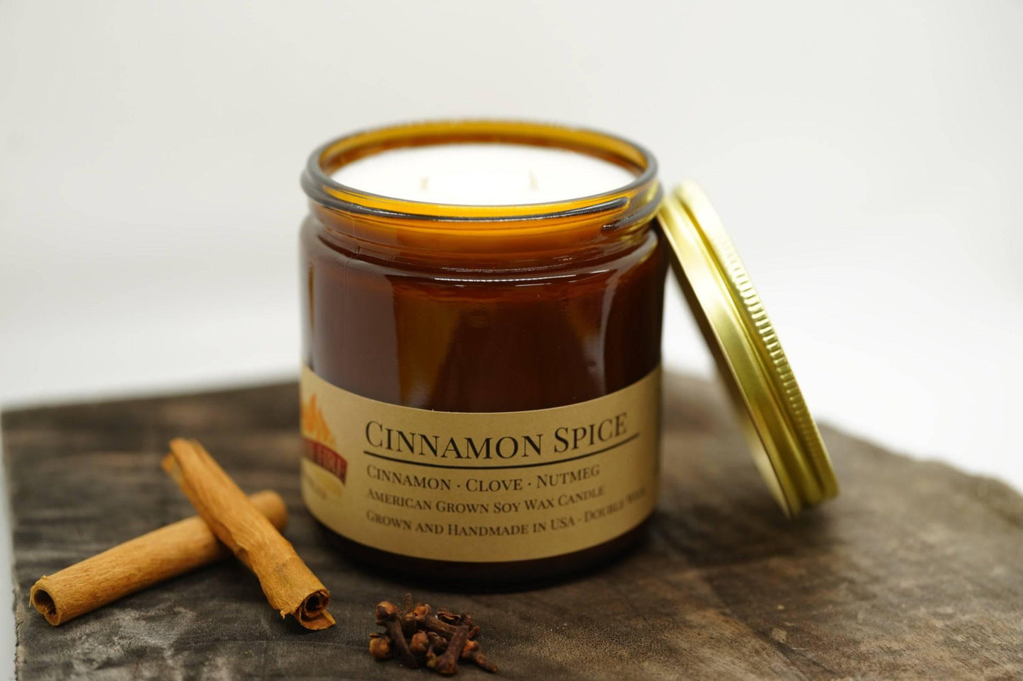 Cinnamon Spice Soy Wax Candle | 16 oz Double Wick Amber Apothecary Jar-2