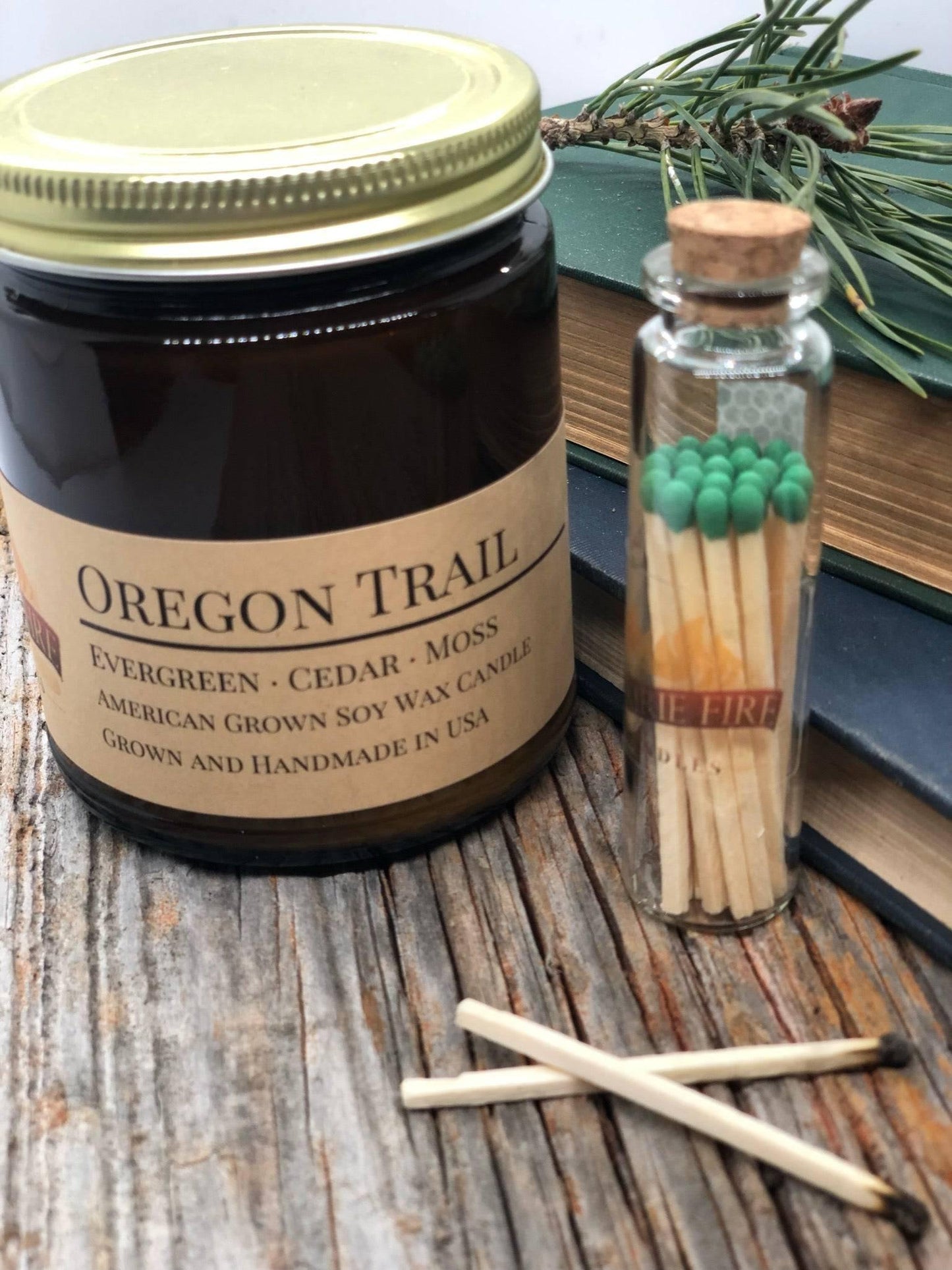 Oregon Trail Soy Wax Candle | 9 oz Amber Apothecary Jar-1