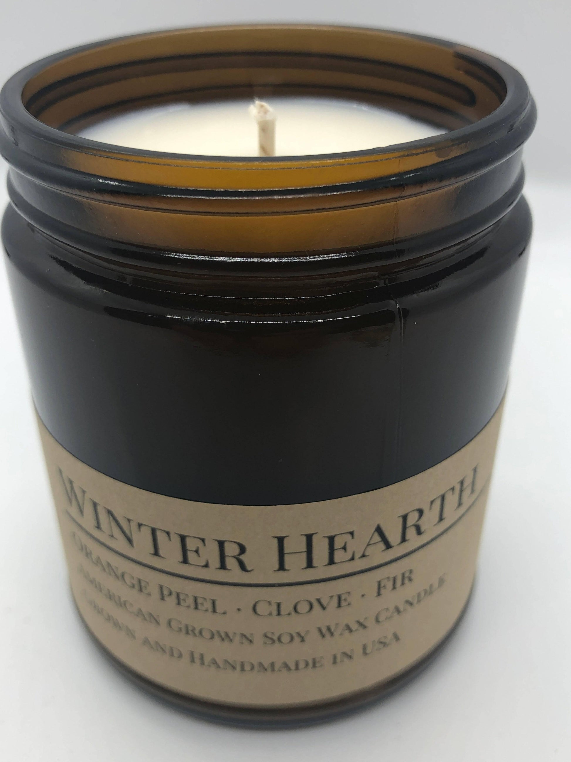 Winter Hearth Soy Wax Candle | 9 oz Amber Apothecary Jar-3