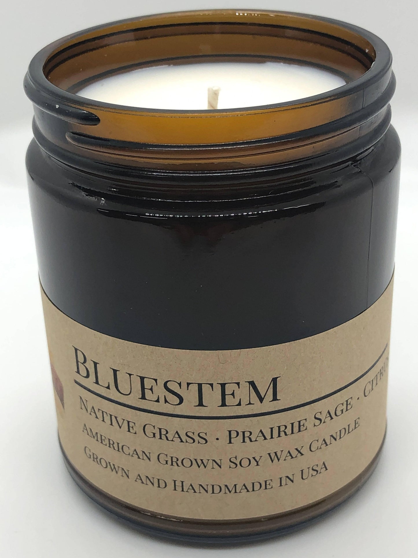 Bluestem Soy Wax Candle | 9 oz Amber Apothecary Jar-4