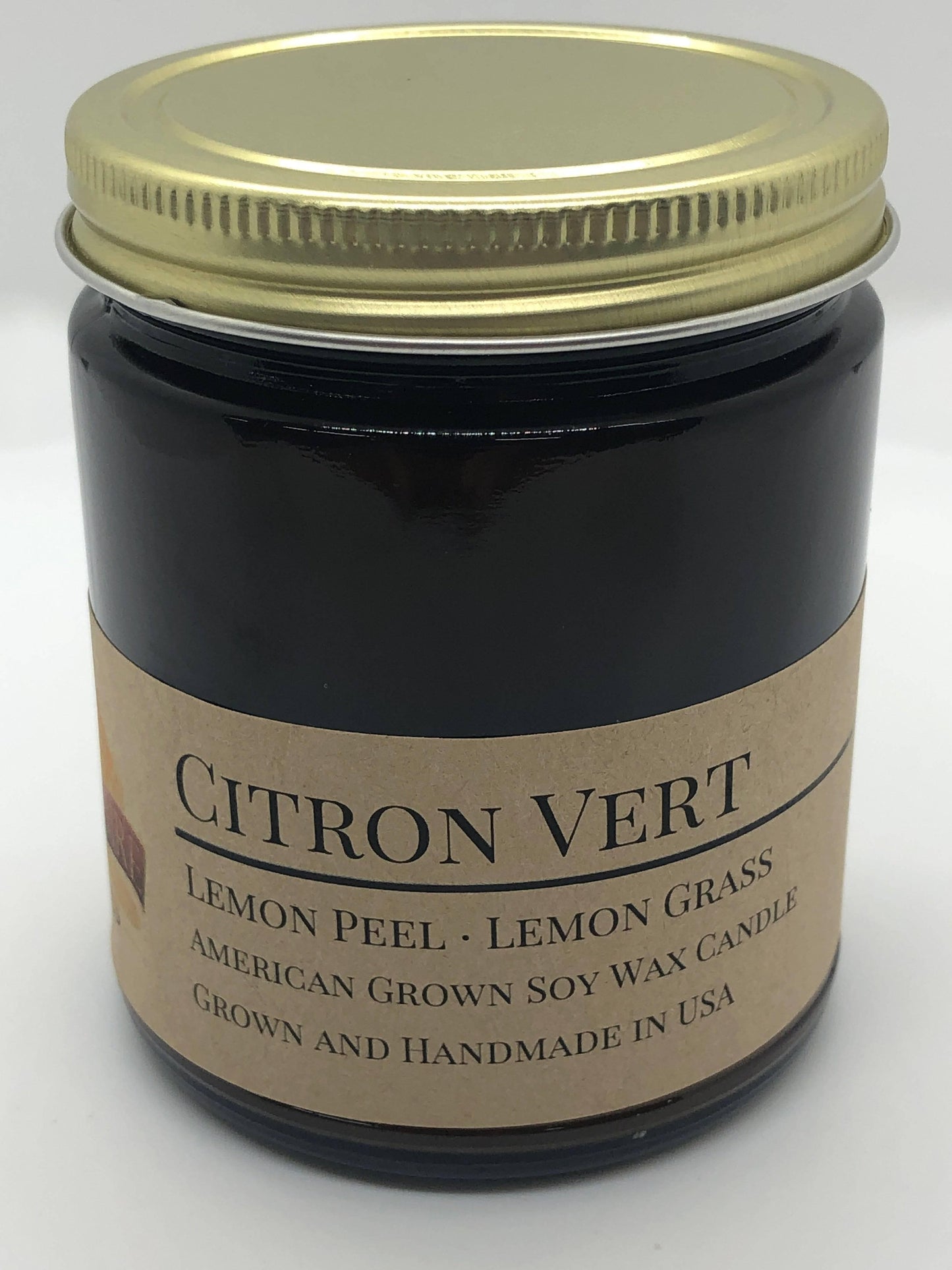 Citron Vert Soy Wax Candle | 9 oz Amber Apothecary Jar-3