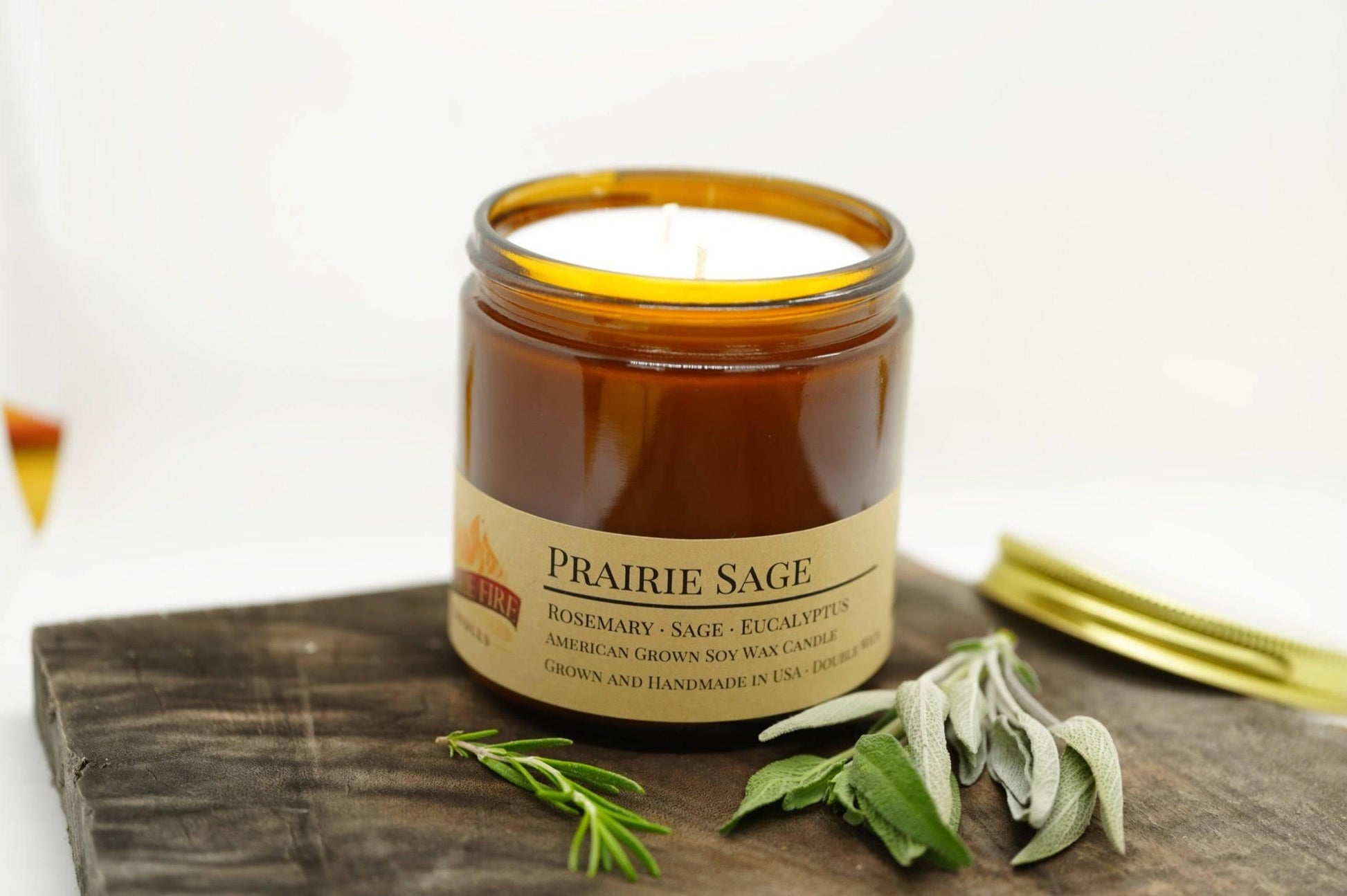 Prairie Sage Soy Wax Candle | 16 oz Double Wick Amber Apothecary Jar-3