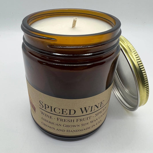 Spiced Wine Soy Wax Candle | 9 oz Amber Apothecary Jar-0