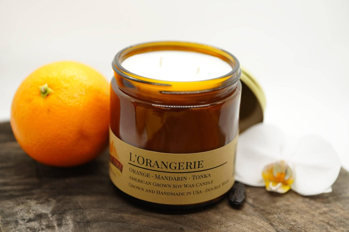 L'Orangerie Soy Wax Candle | 16 oz Double Wick Amber Apothecary Jar-2