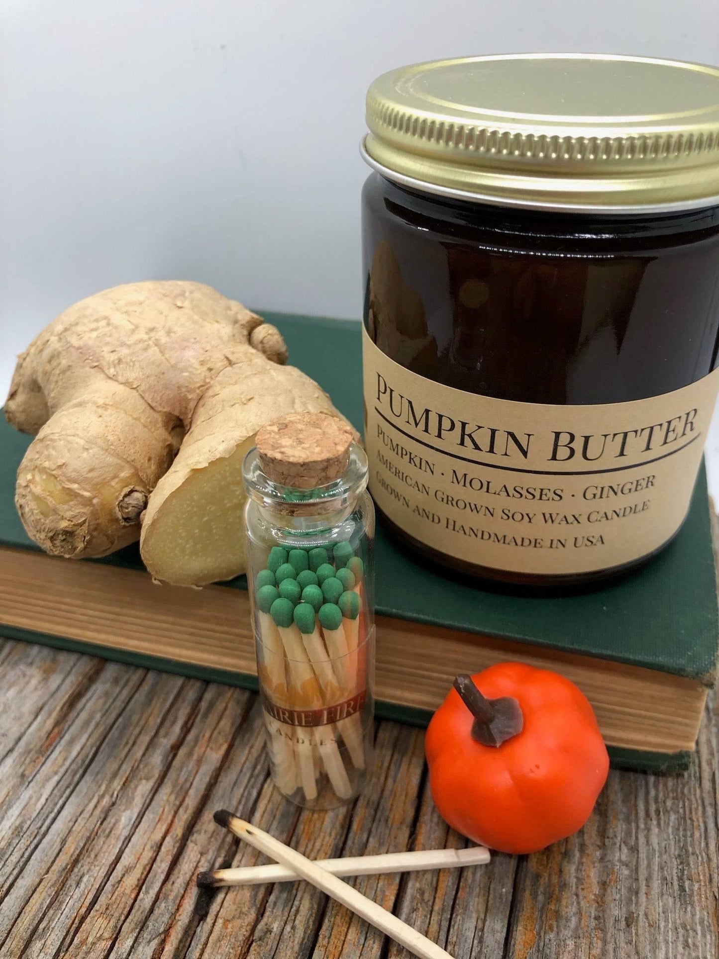 Pumpkin Butter Soy Wax Candle | 9 oz Amber Apothecary Jar-1